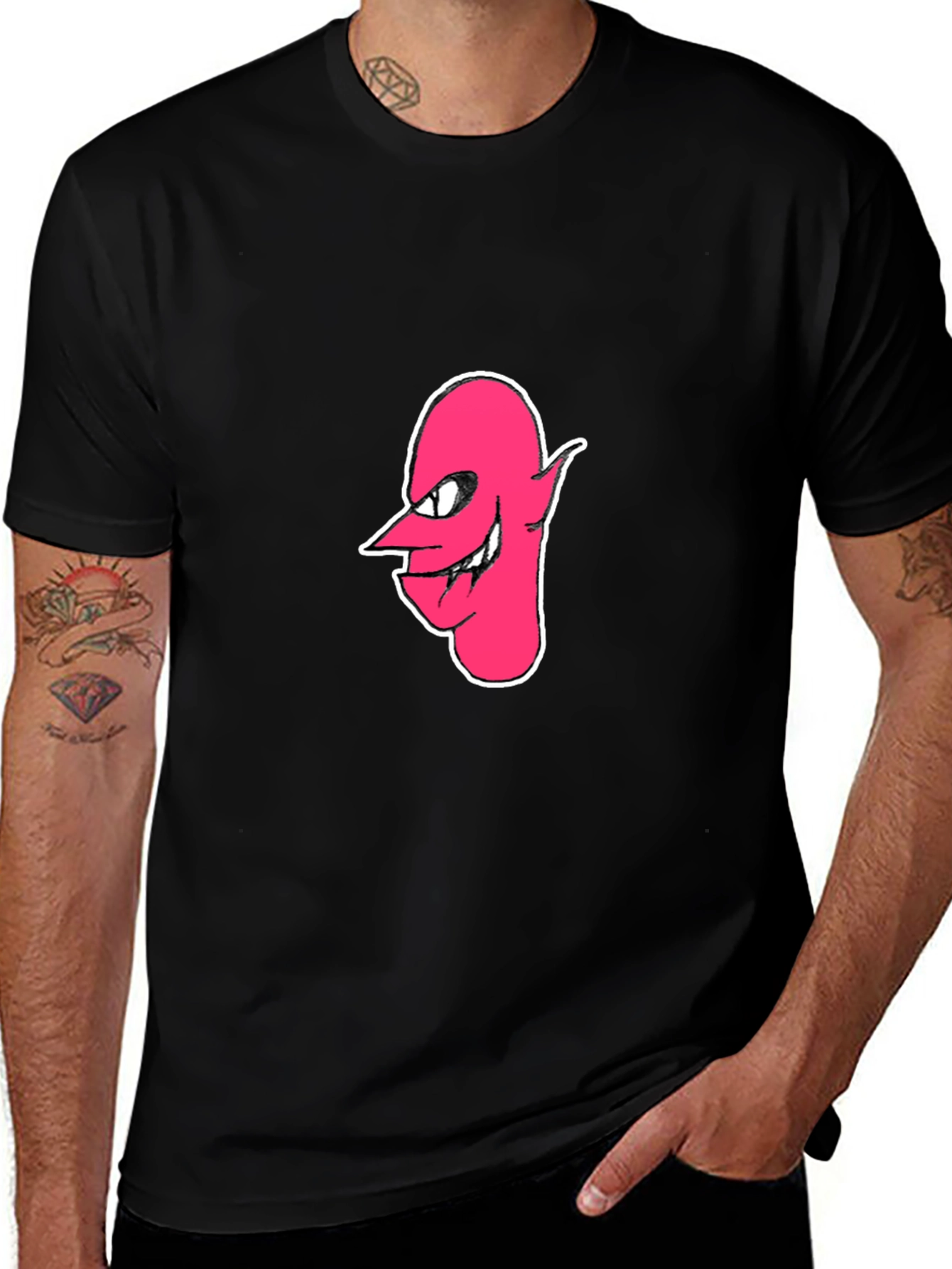 Variant 24 of Pink Devil Graphic Black T-Shirt