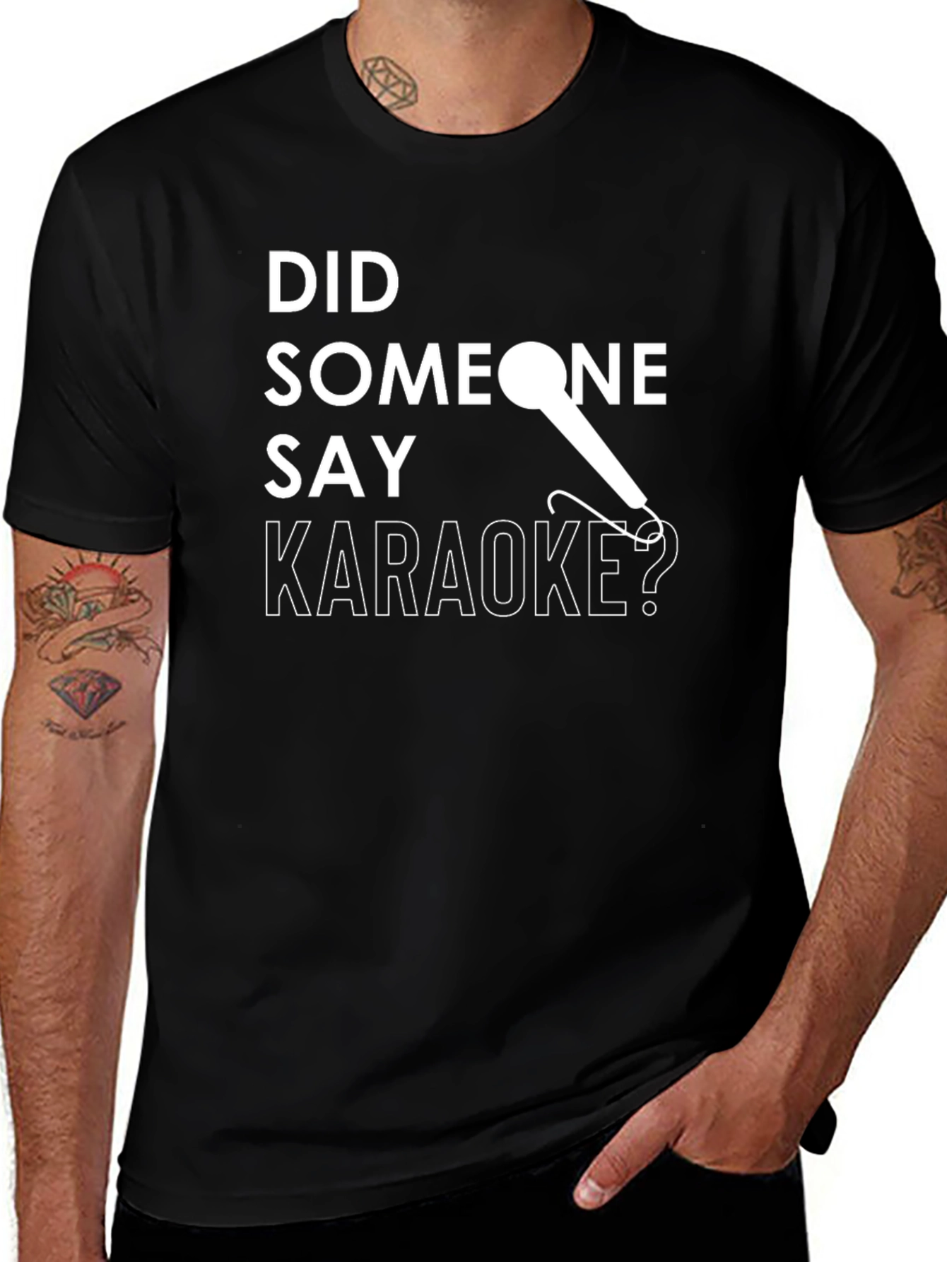 Variant 13 of Karaoke T-Shirt - Did Someone Say Karaoke? Mic Graphic Tee