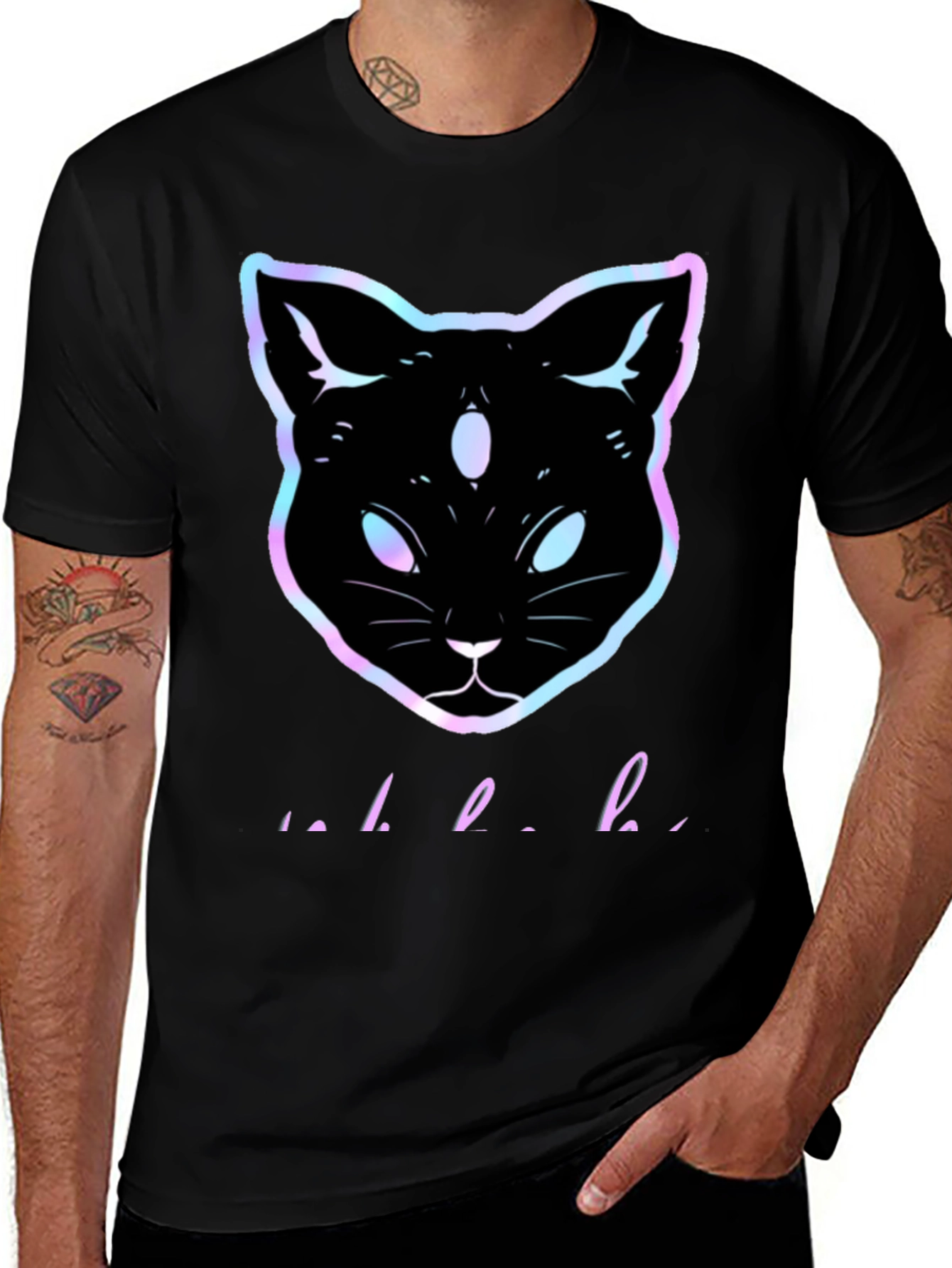 Variant 6 of Mystic Cat T-Shirt - Holographic Design