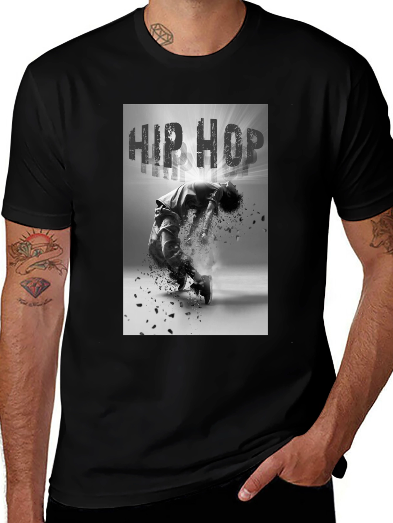 Variant 12 of Hip Hop Dance Graphic Black T-Shirt