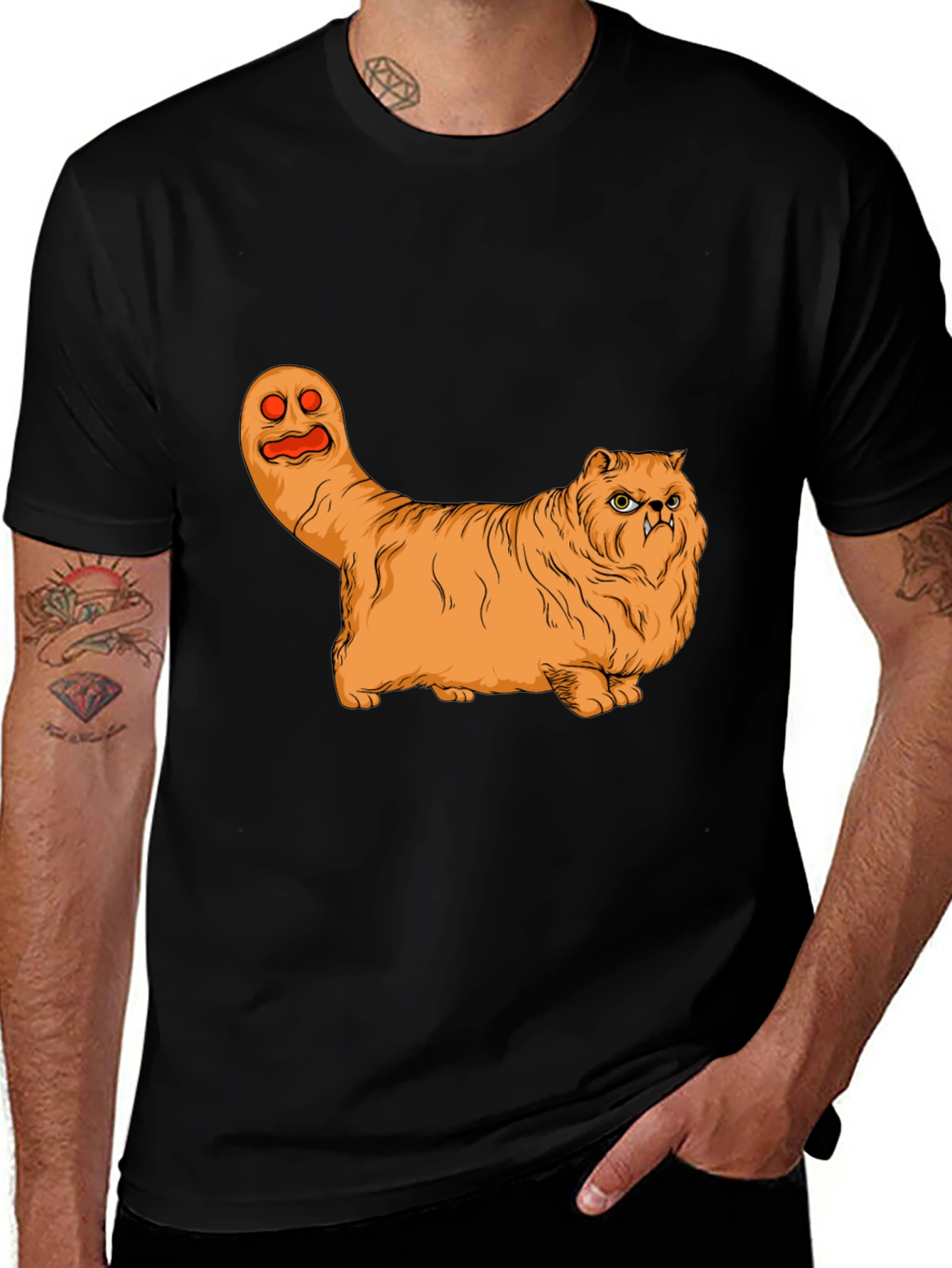 Funny Halloween Cat Ghost Graphic T-Shirt