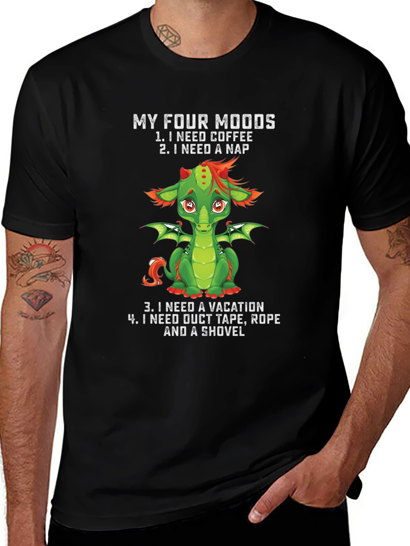 Variant 20 of Funny Dragon Four Moods Graphic Tee