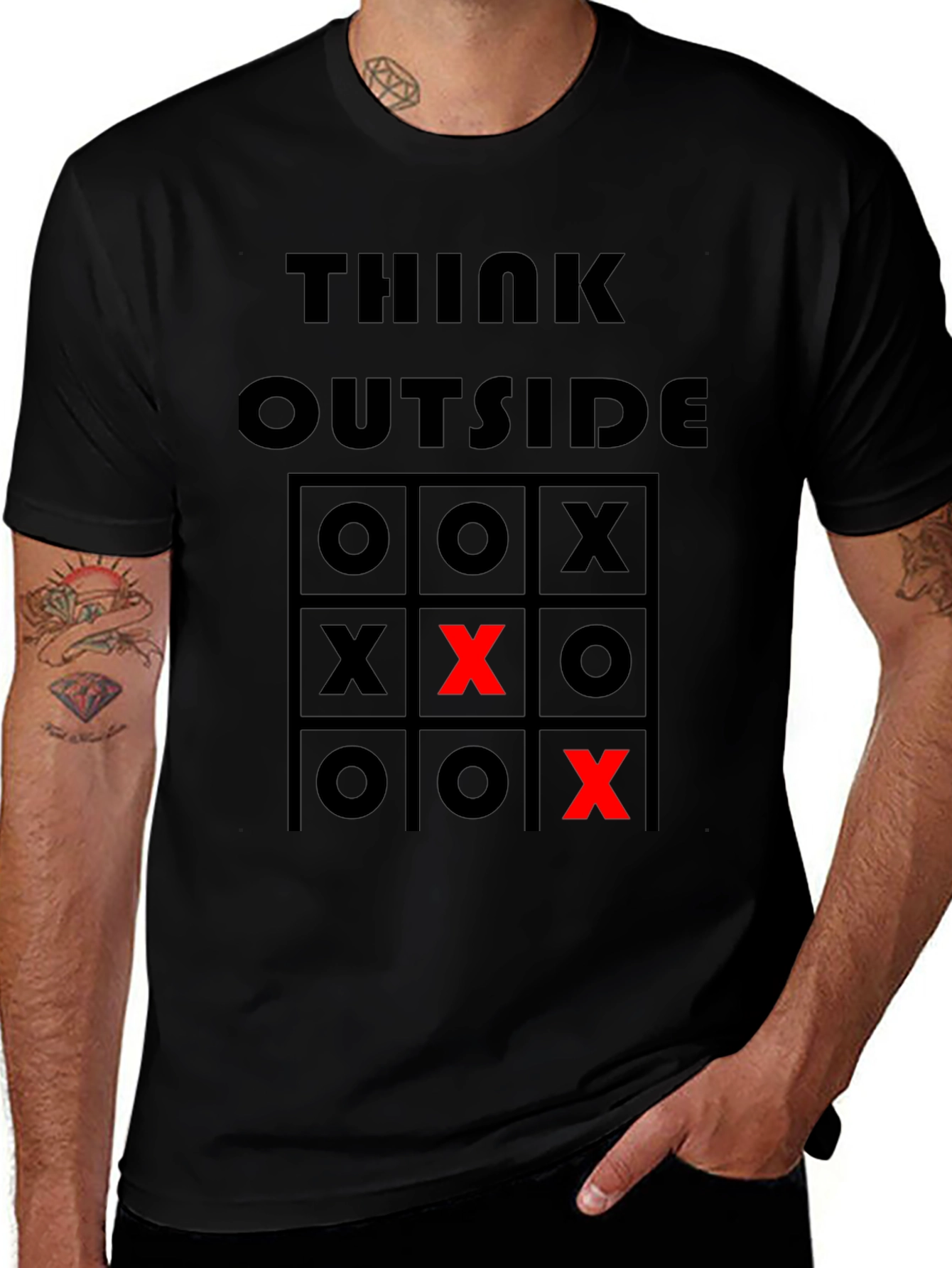 Think Outside T-Shirt - Tic Tac Toe Design