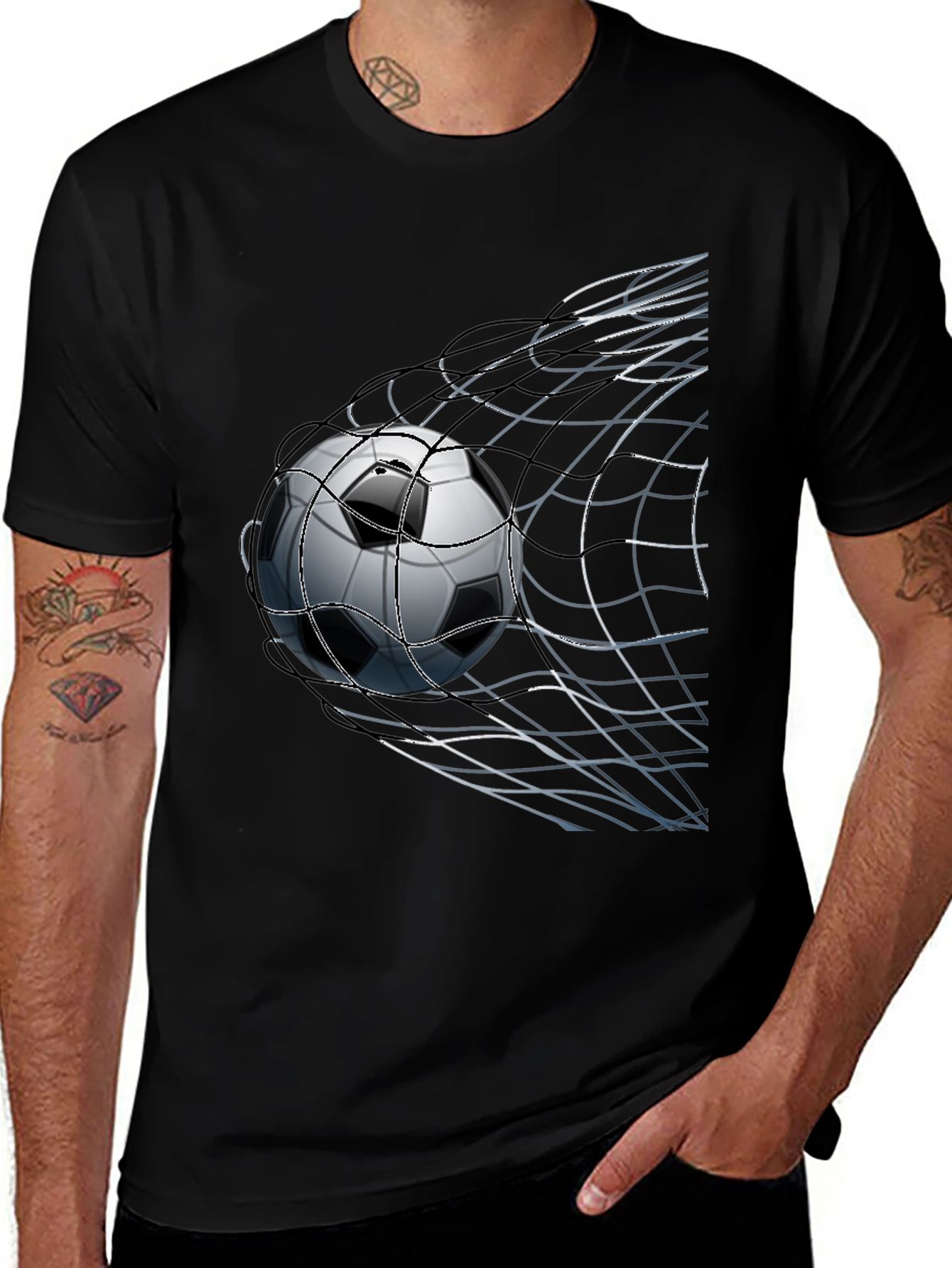 Variant 24 of Soccer Ball Graphic Tee - Net Goal Design