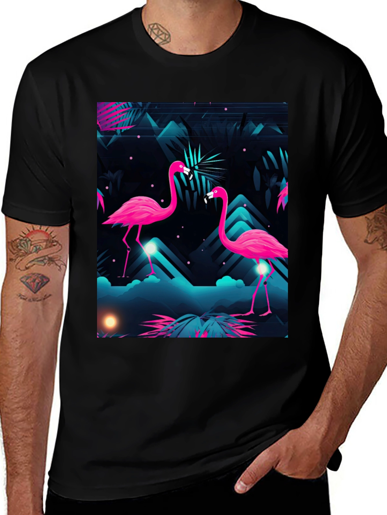 Variant 24 of Flamingo Paradise Graphic Tee - Black