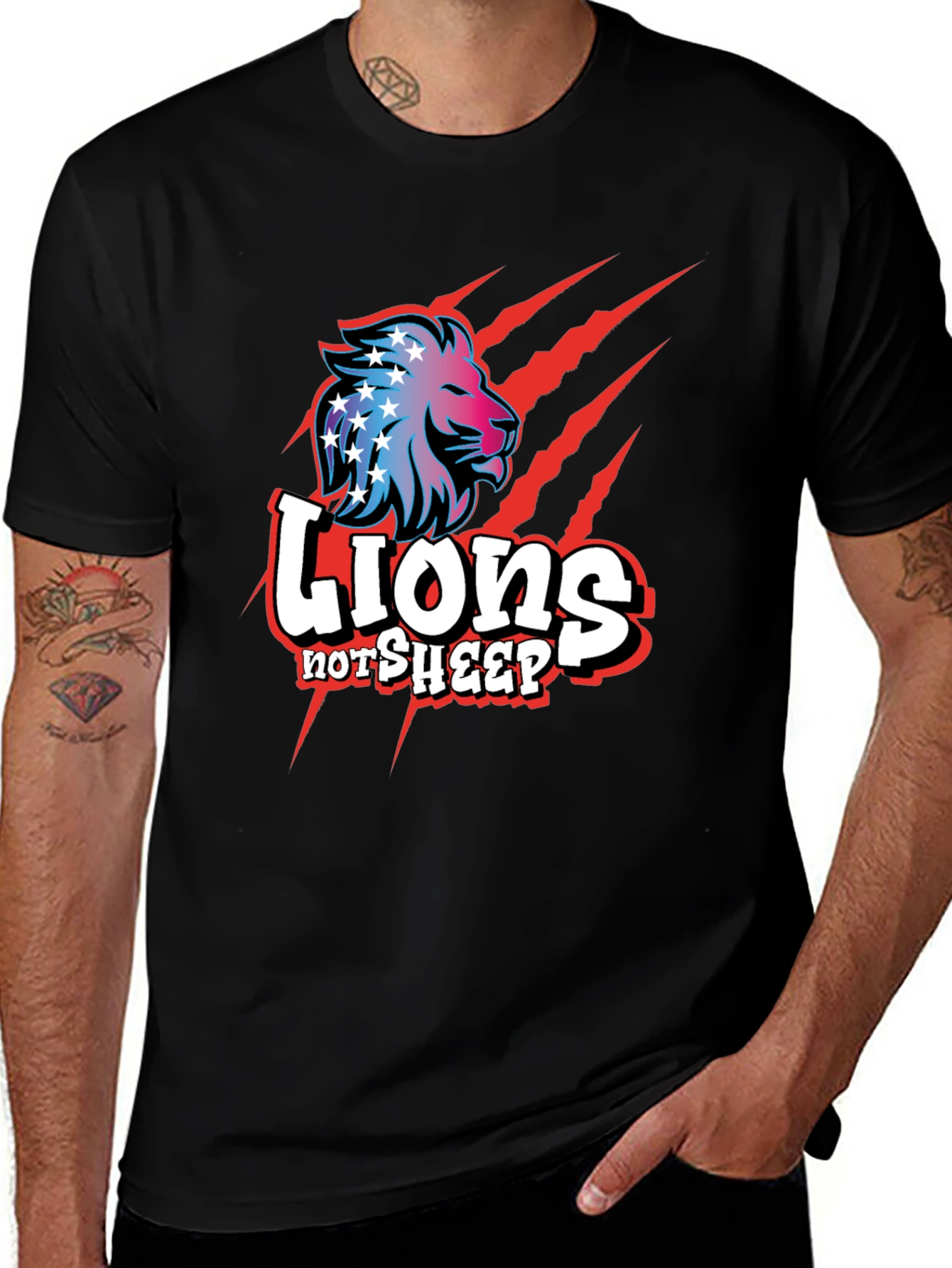 Variant 28 of Lions Not Sheep Graphic Tee - Patriotic Design