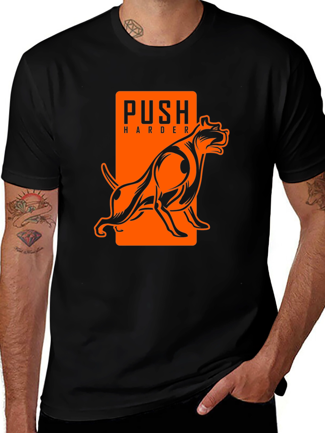 Variant 8 of Push Harder Dog Graphic Black T-Shirt