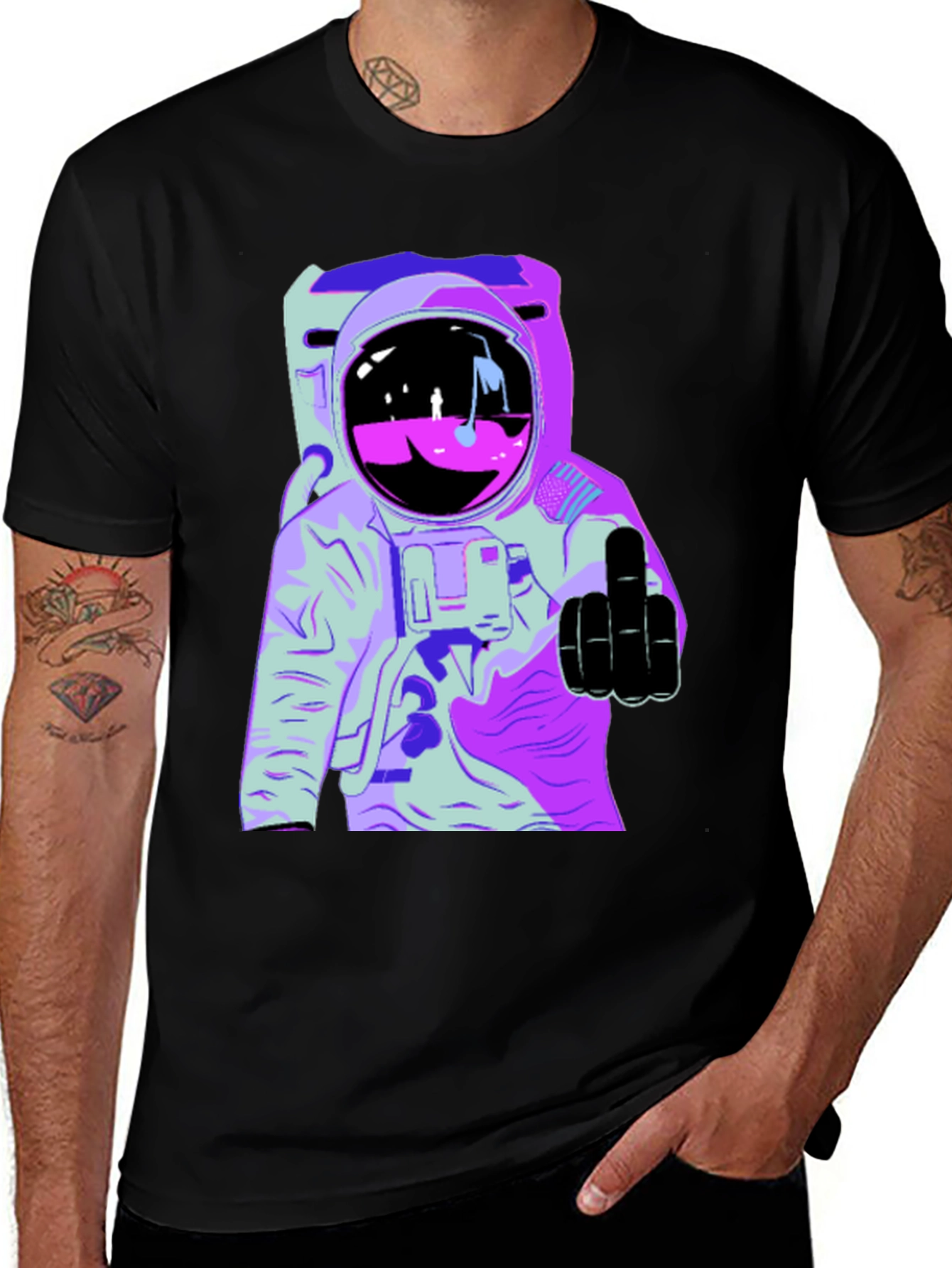 Variant 27 of Astronaut Middle Finger Graphic Tee