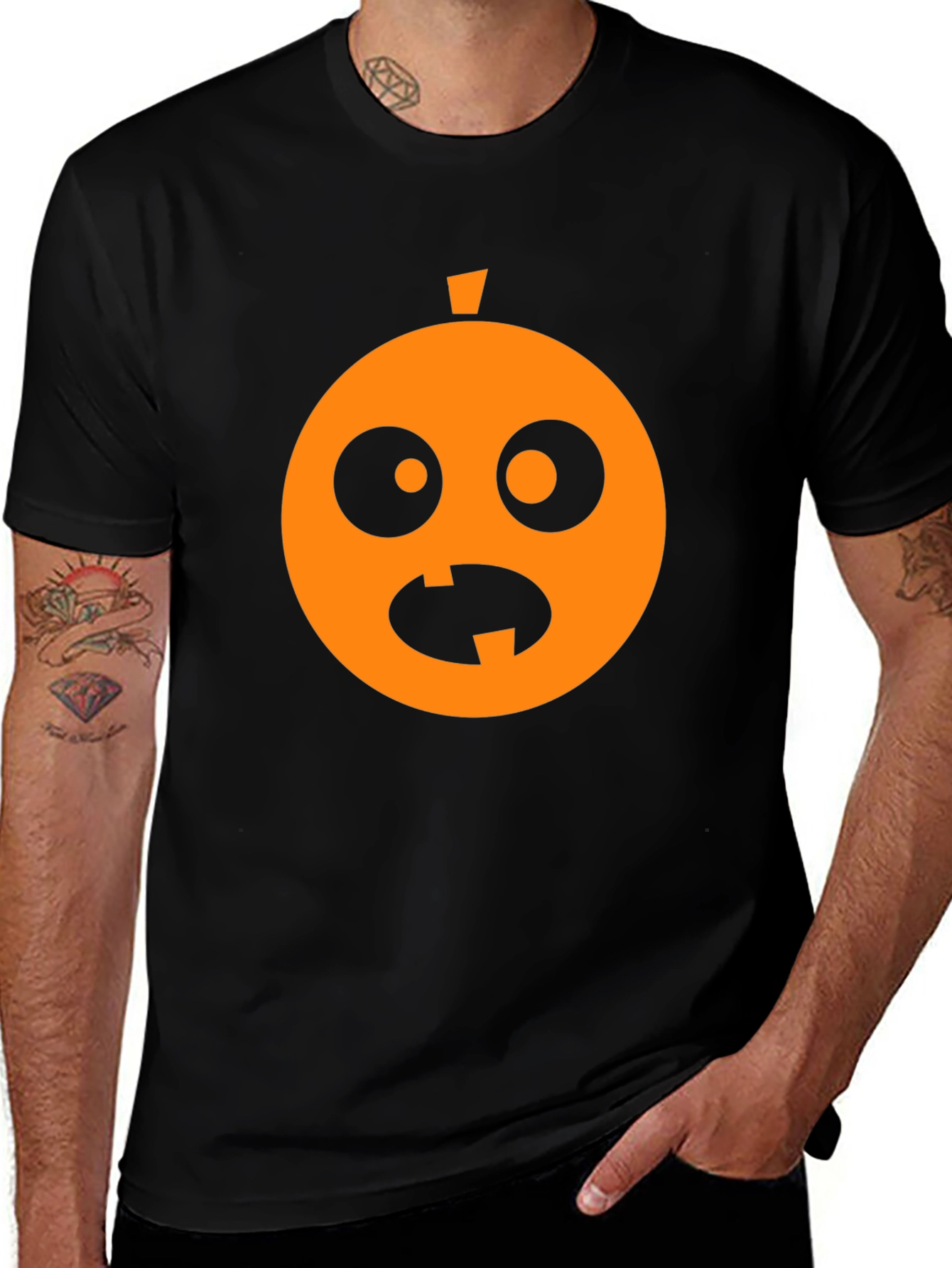 Variant 24 of Funny Halloween Pumpkin Face Black T-Shirt