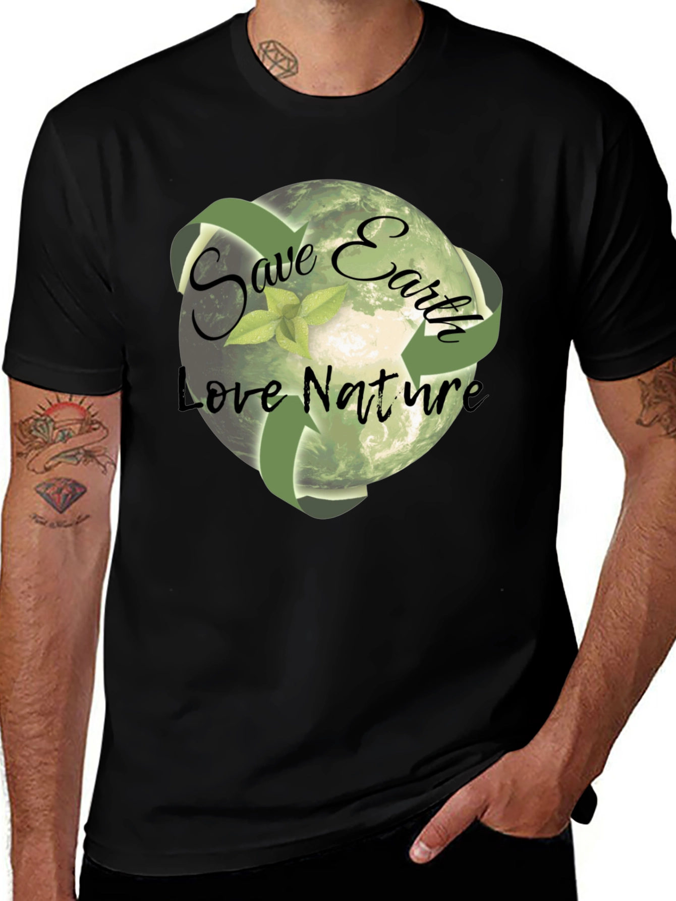 Variant 26 of Eco-Friendly 'Save Earth' Graphic T-Shirt