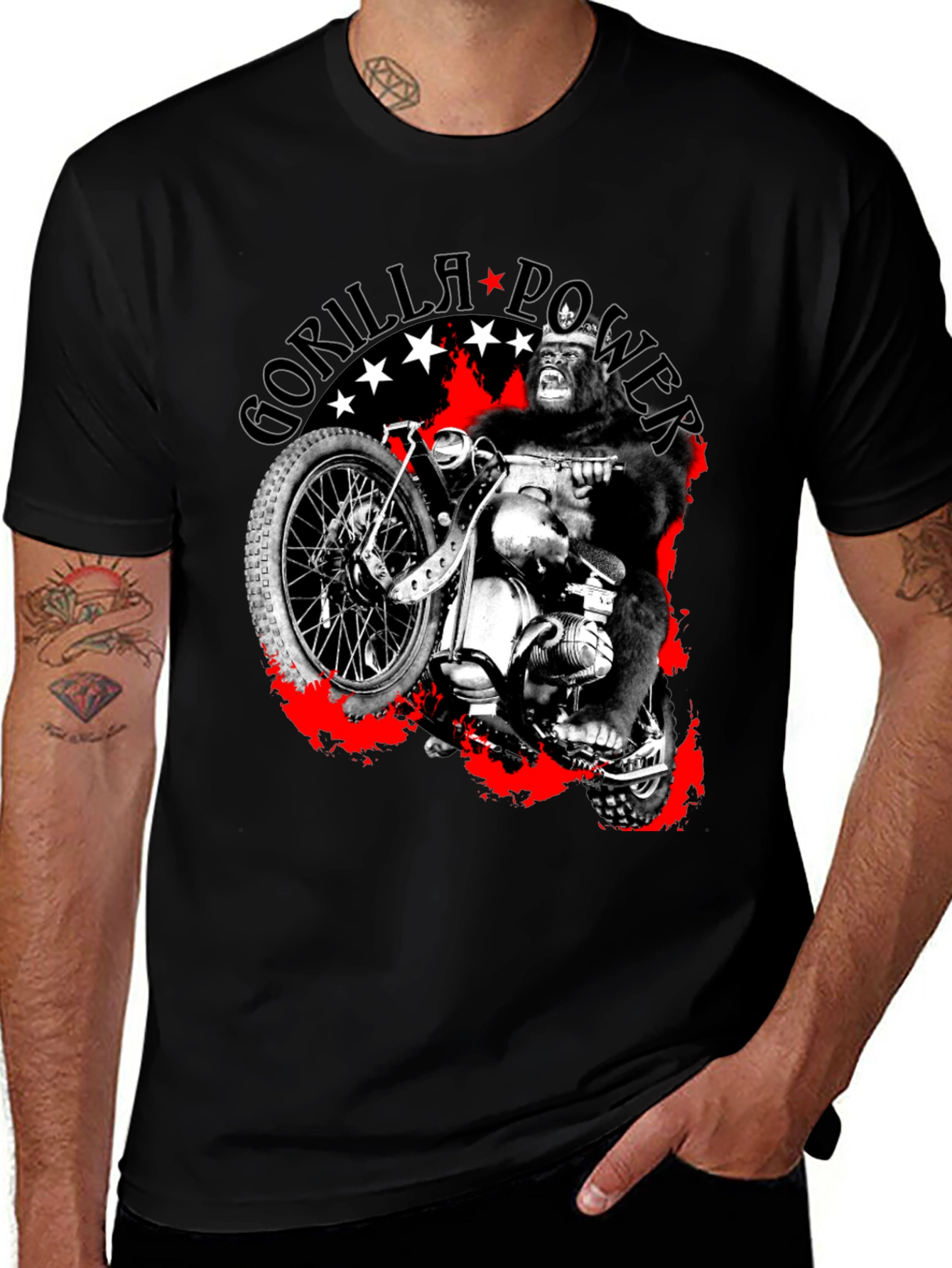 Gorilla Power Motorcycle Graphic T-Shirt