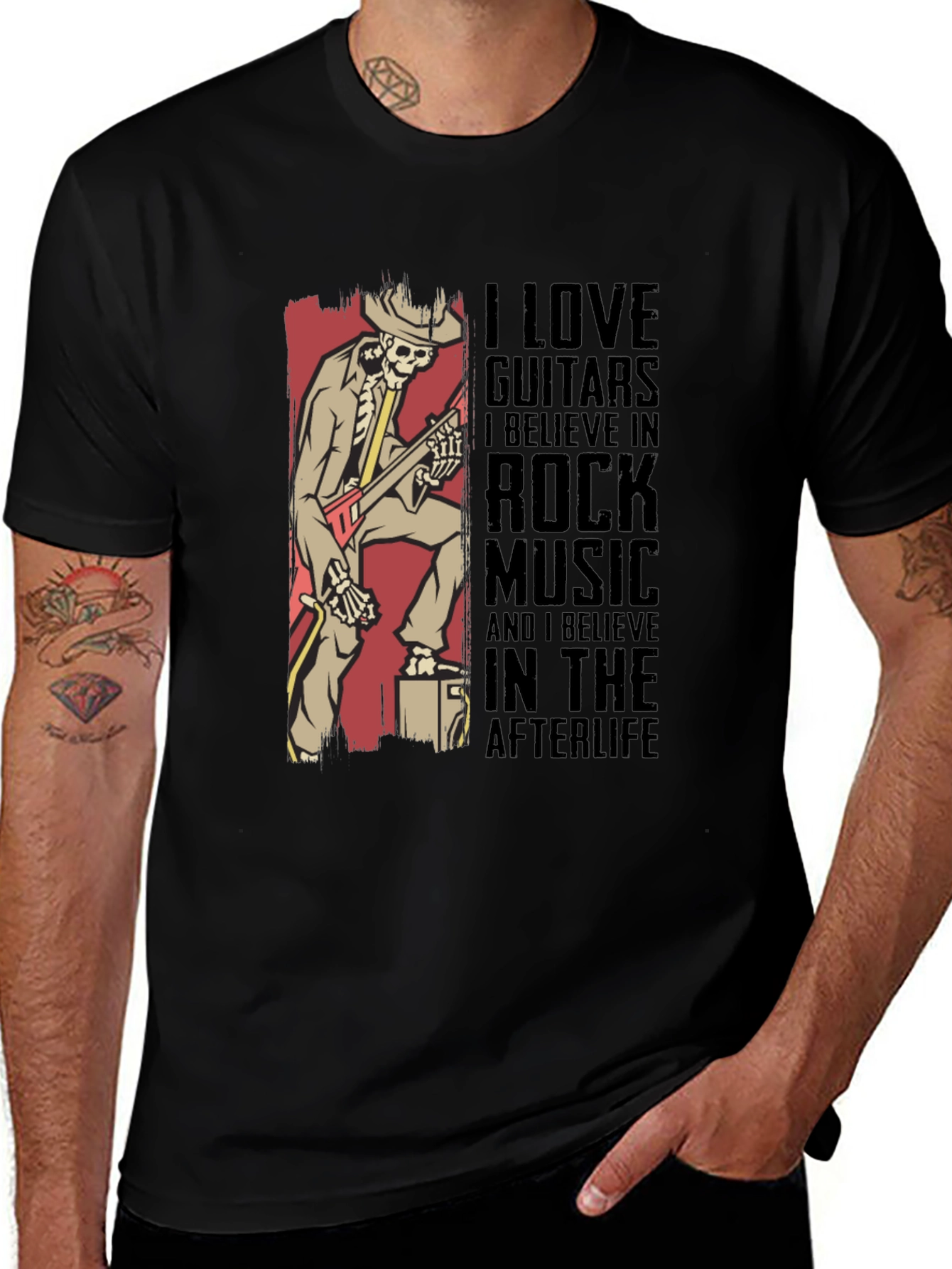 Variant 29 of Rock Music Lover T-Shirt - Afterlife Guitar Skeleton