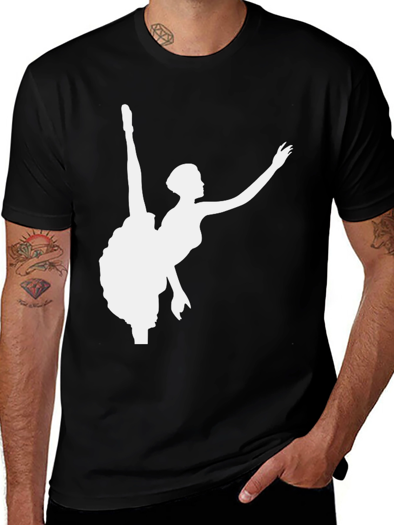 Ballerina Silhouette Graphic Tee - Black