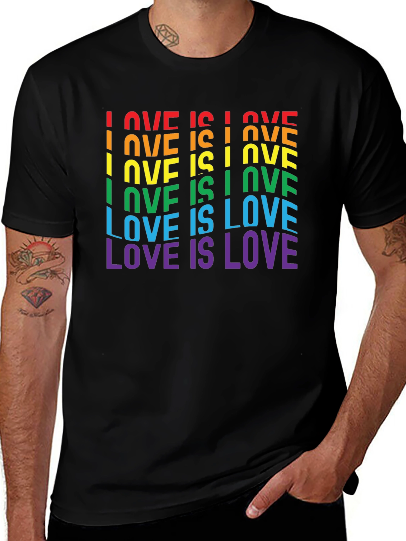 Variant 11 of Pride Love Is Love Rainbow Graphic T-Shirt