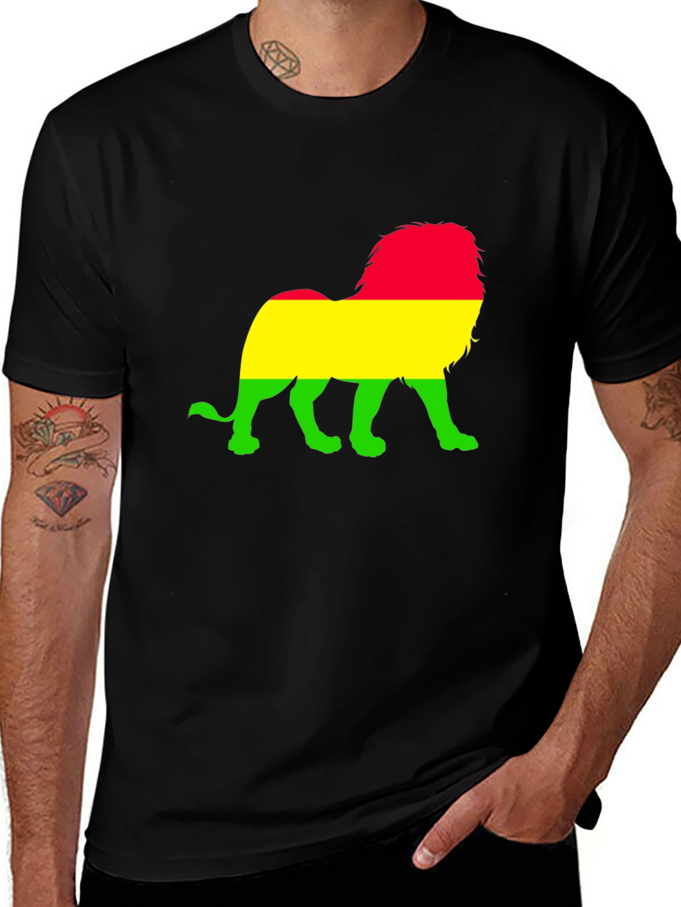 Variant 30 of Rasta Lion Graphic T-Shirt - Black