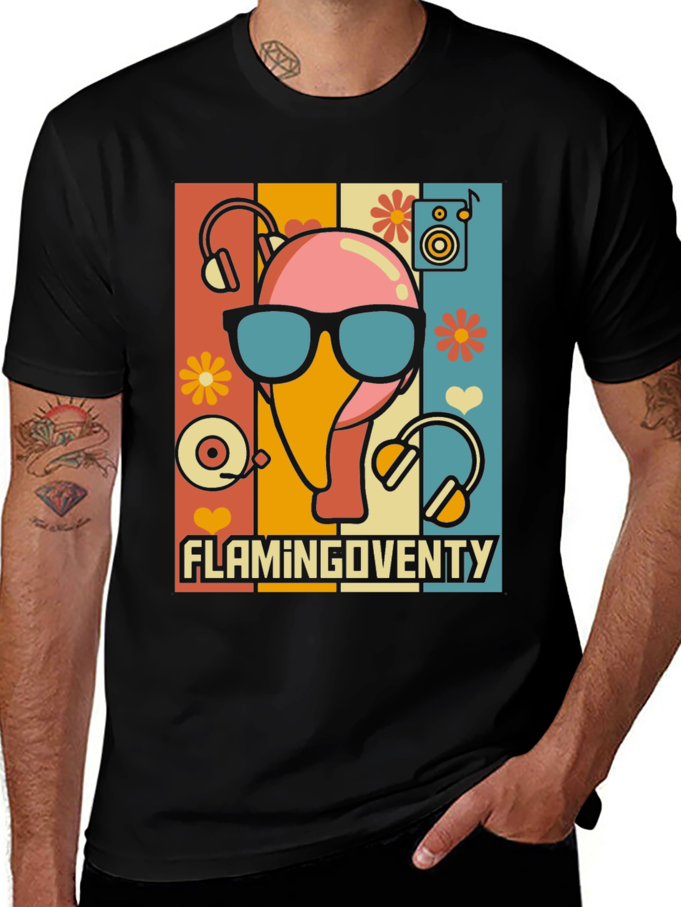 Variant 7 of Retro Flamingo Music Lover T-Shirt