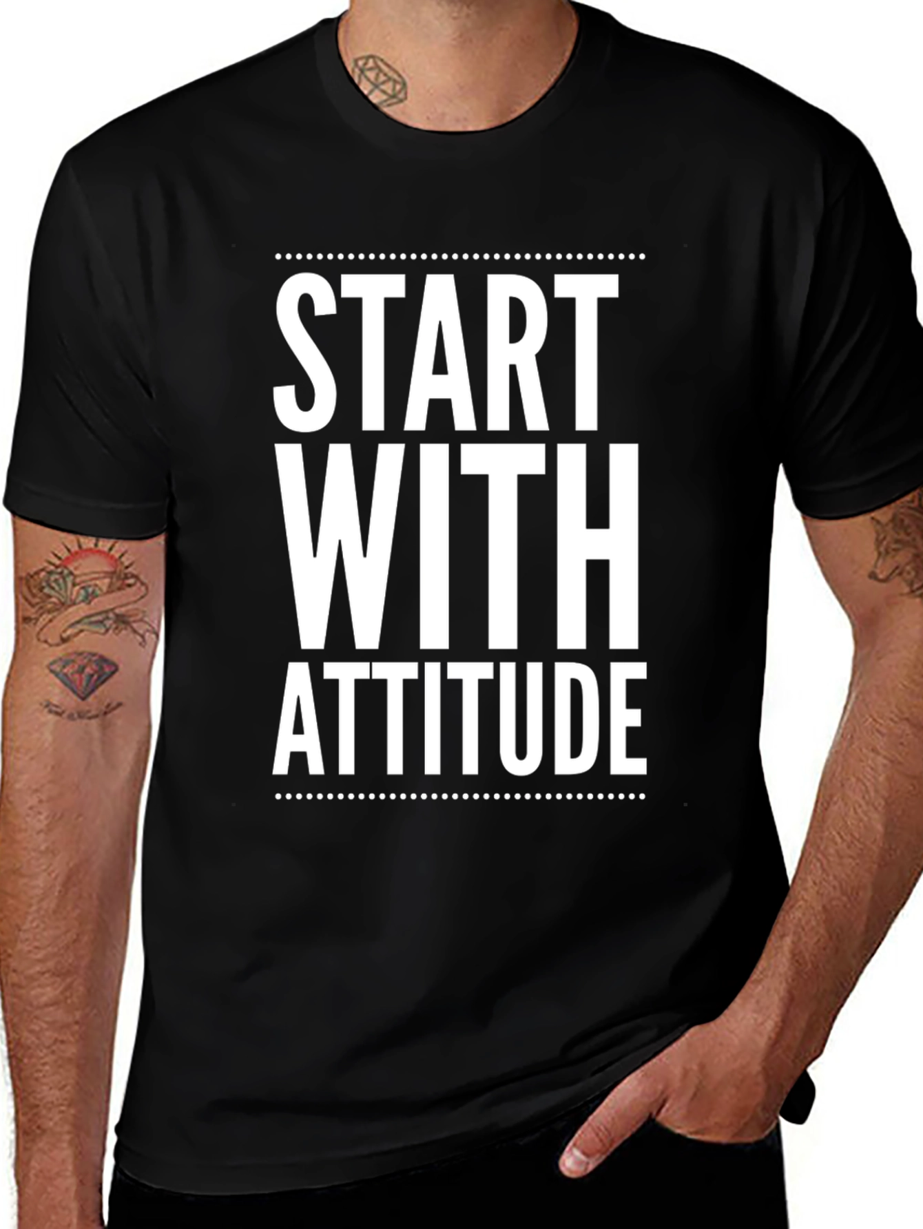 Variant 23 of Start With Attitude Graphic Tee - Black