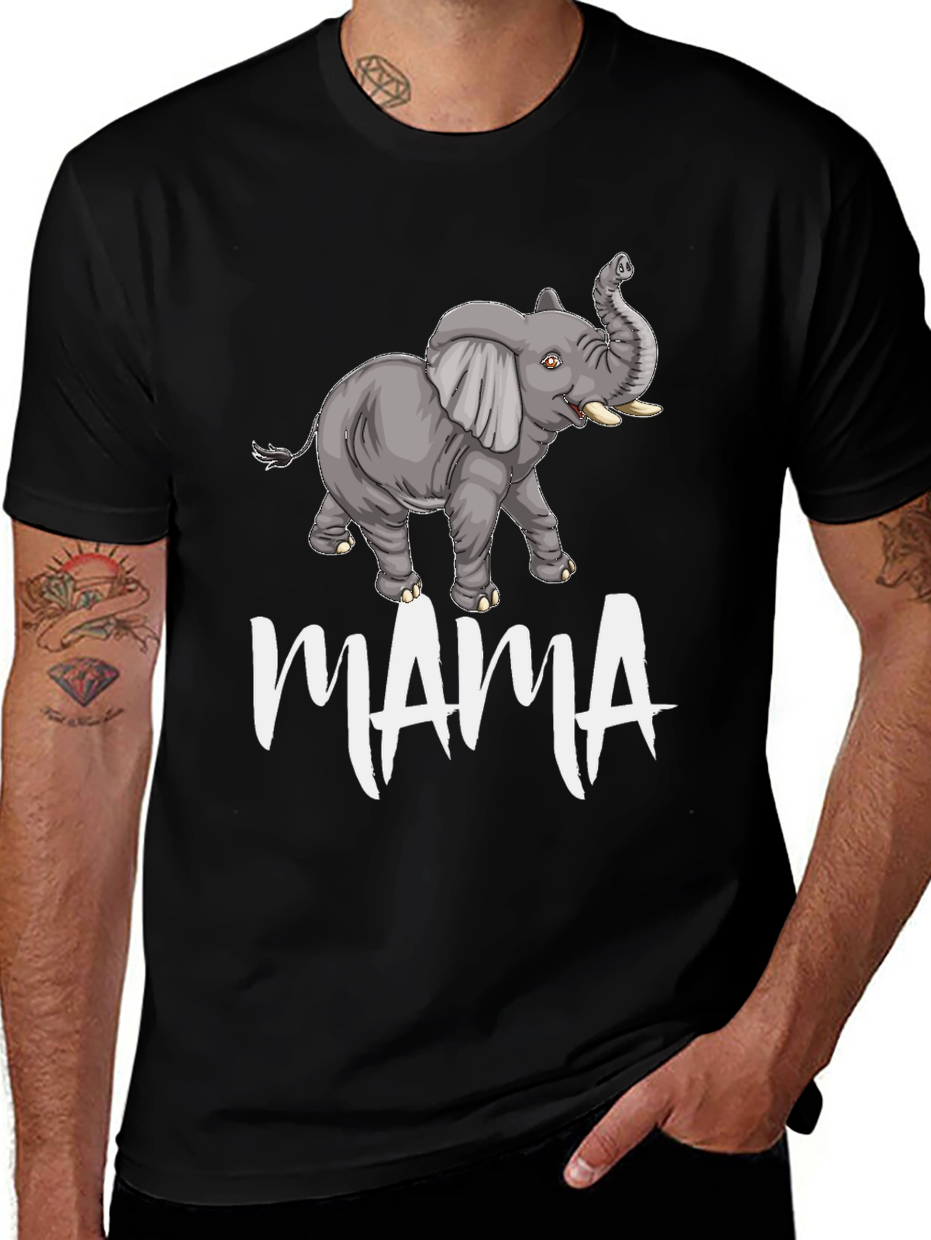 Variant 3 of Mama Elephant Graphic Tee - Black Unisex T-Shirt