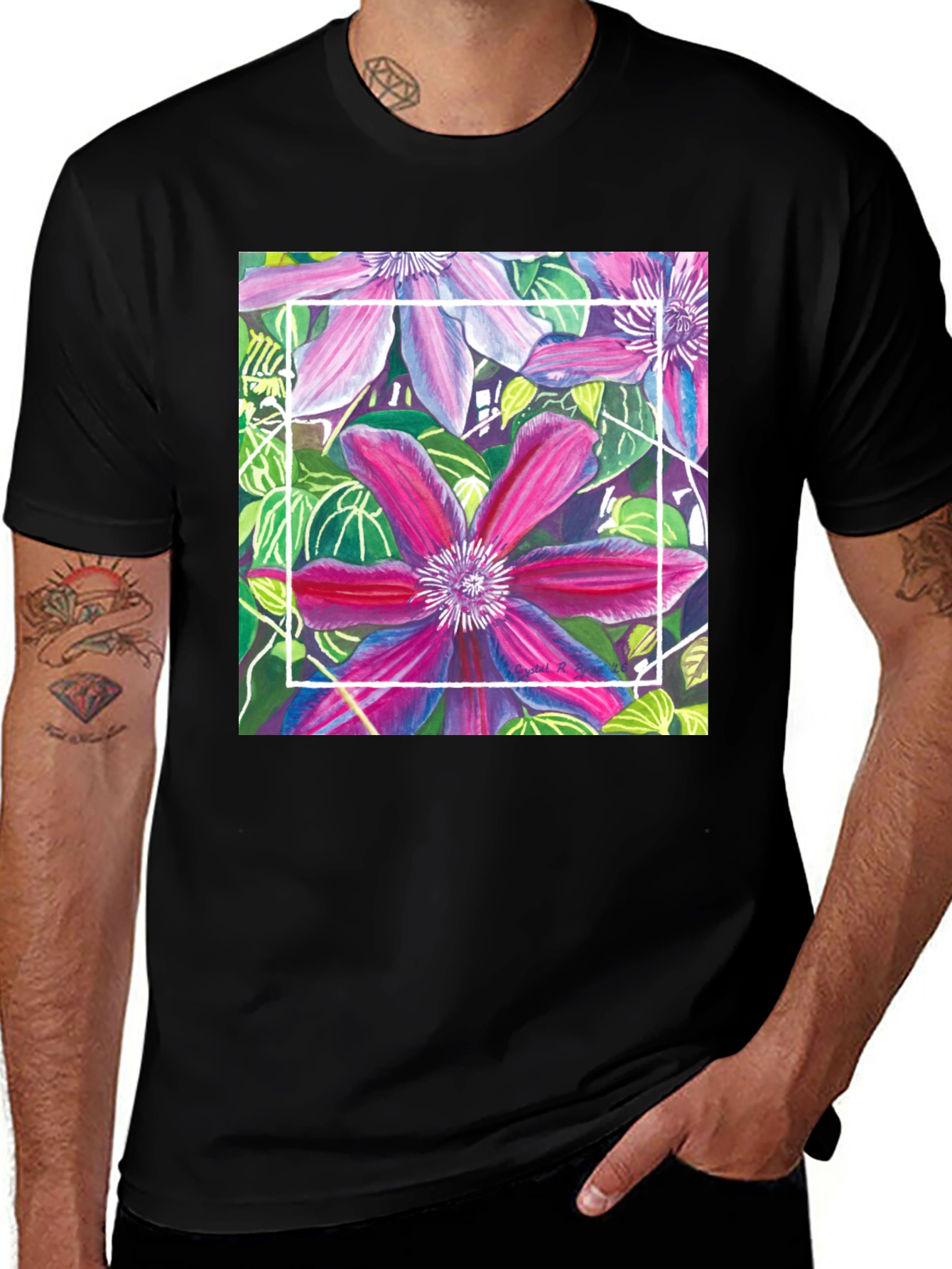 Variant 20 of Floral T-Shirt: Artistic Bloom Design