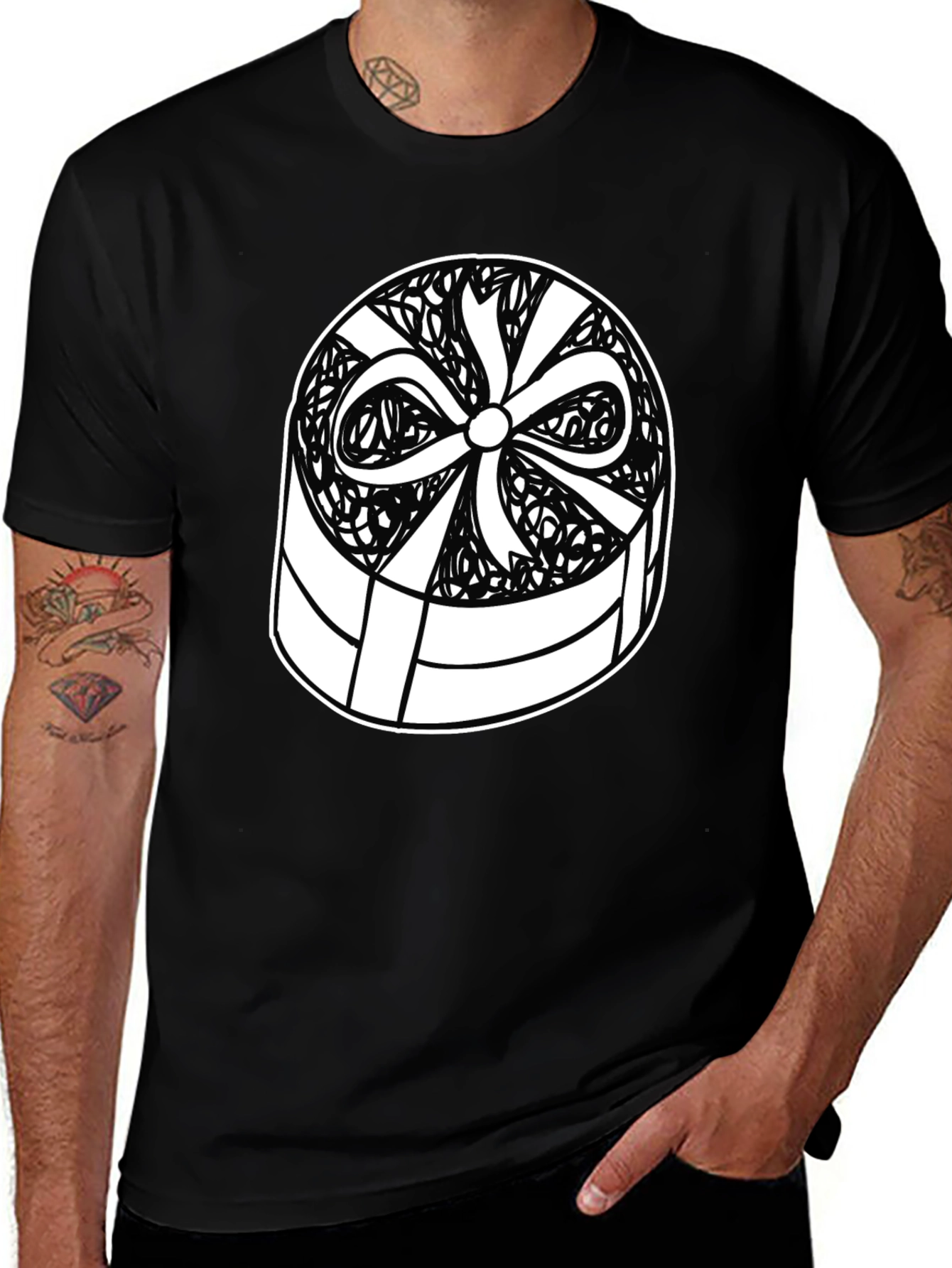 Variant 11 of Gift Box Graphic Tee - Stylish Black T-Shirt