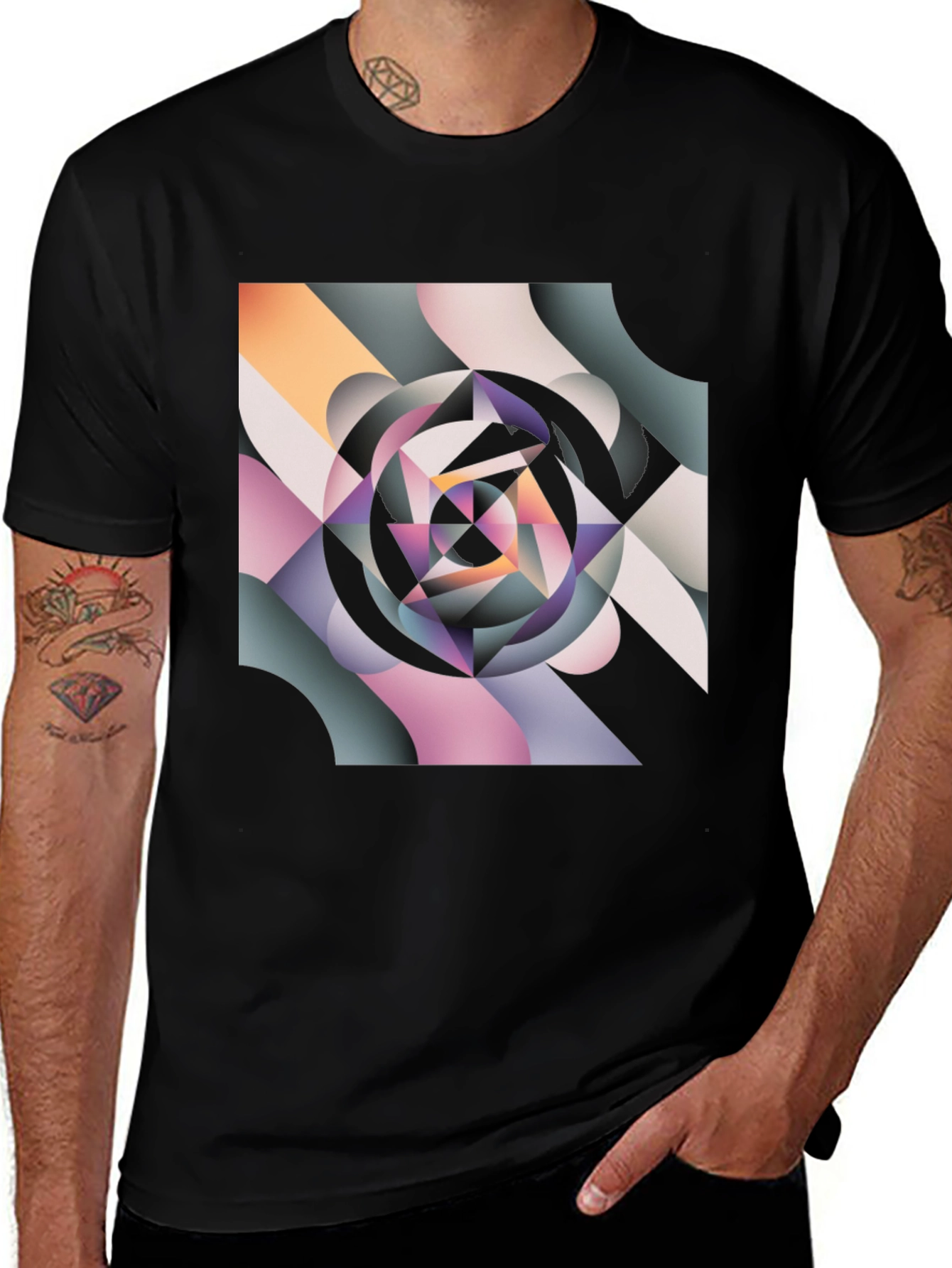 Variant 10 of Abstract Geometric Black T-Shirt