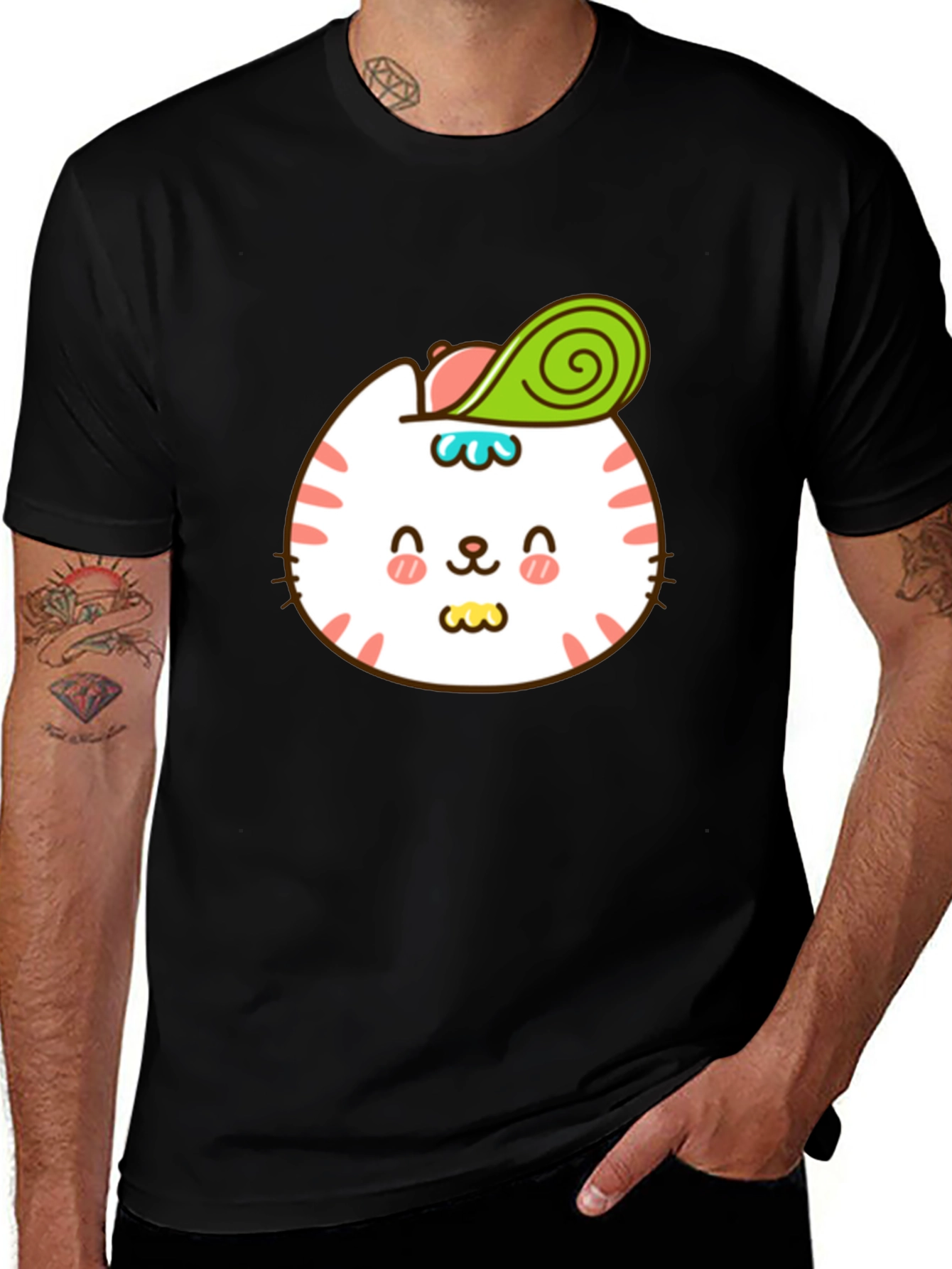 Variant 27 of Cute Cat Avocado T-Shirt - Stylish Cartoon Design