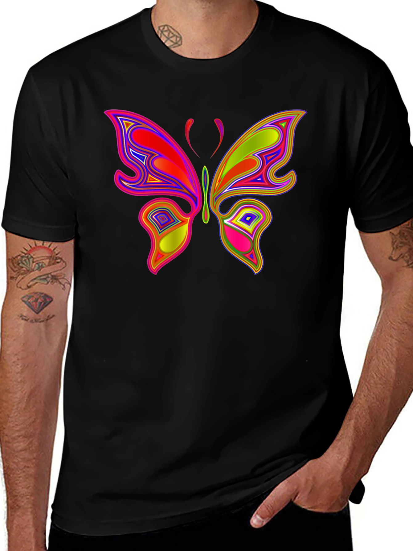 Variant 12 of Butterfly Graphic Print Black T-Shirt