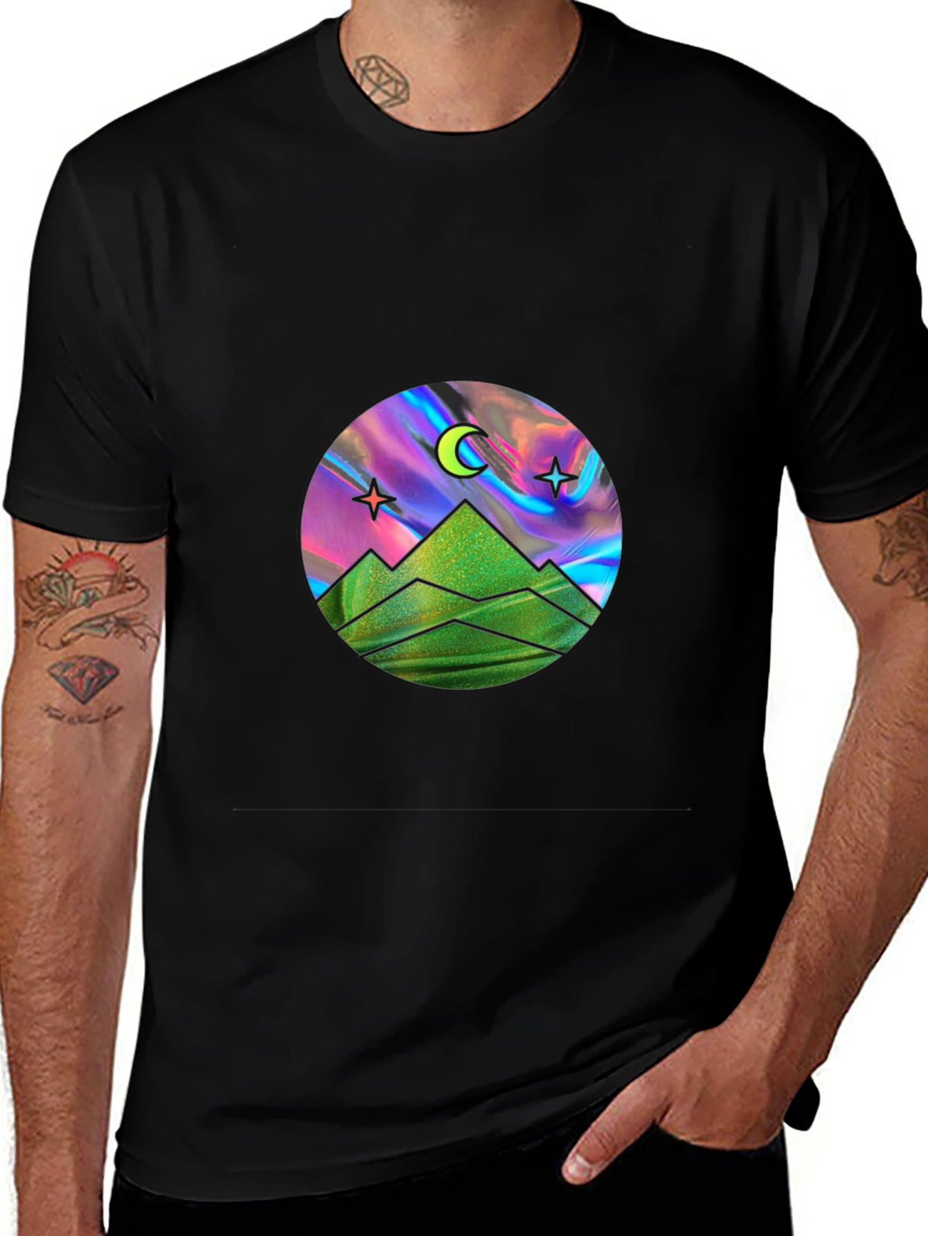 Variant 2 of Mystical Mountain T-Shirt: Starry Night Design