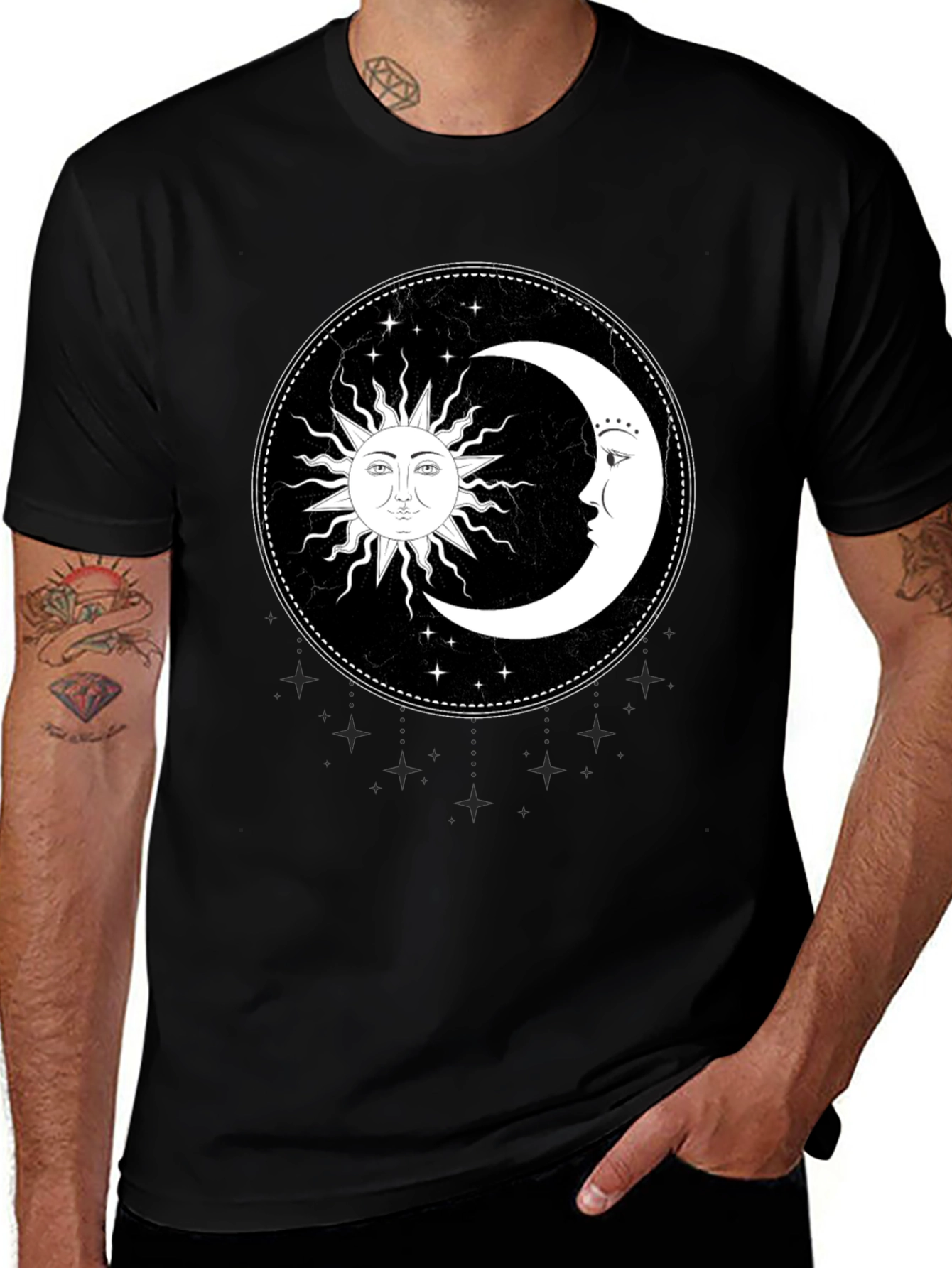 Variant 23 of Sun and Moon Graphic Tee - Stylish Celestial Design