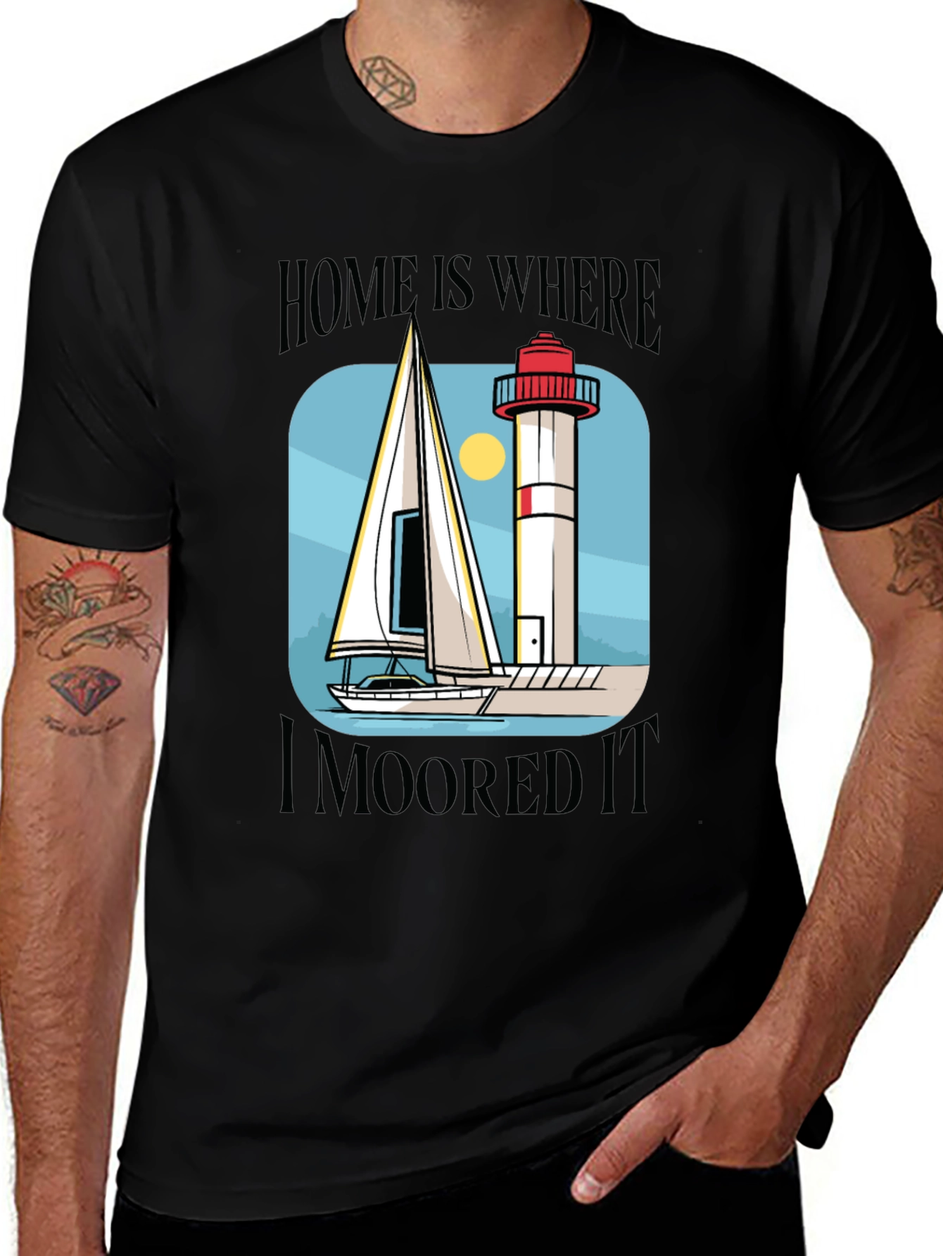 Variant 10 of Nautical Humor Tee: Home is Where I Moored It