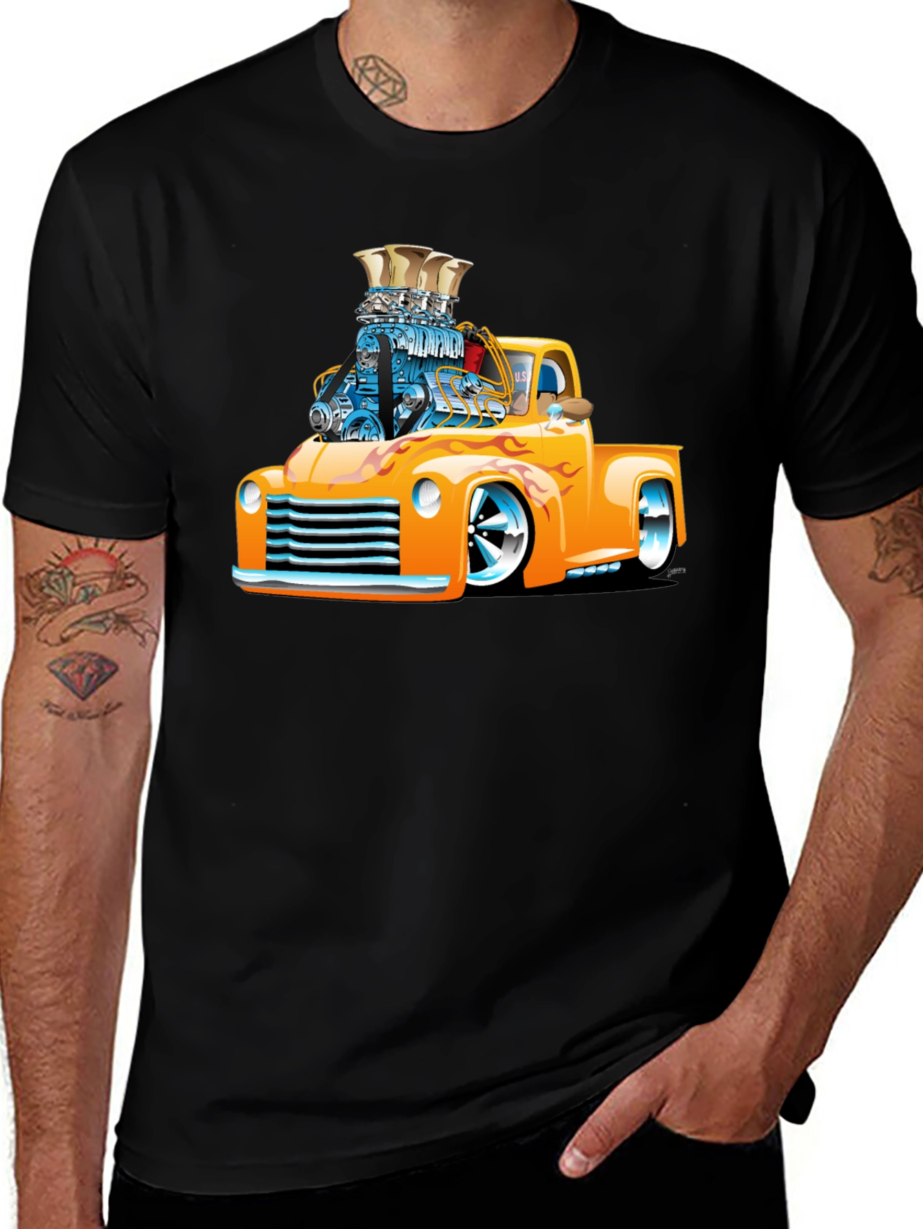 Variant 14 of Cartoon Hot Rod Truck Graphic T-Shirt