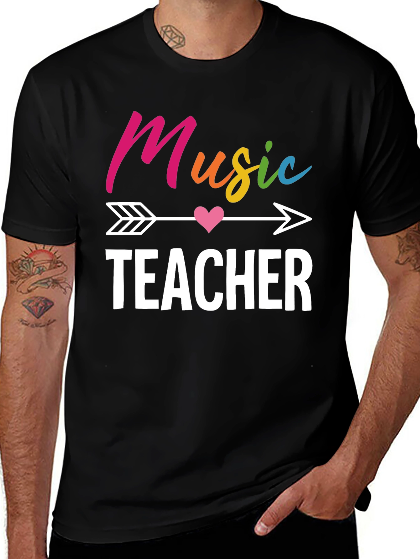 Variant 25 of Music Teacher Graphic Tee - Rainbow Design