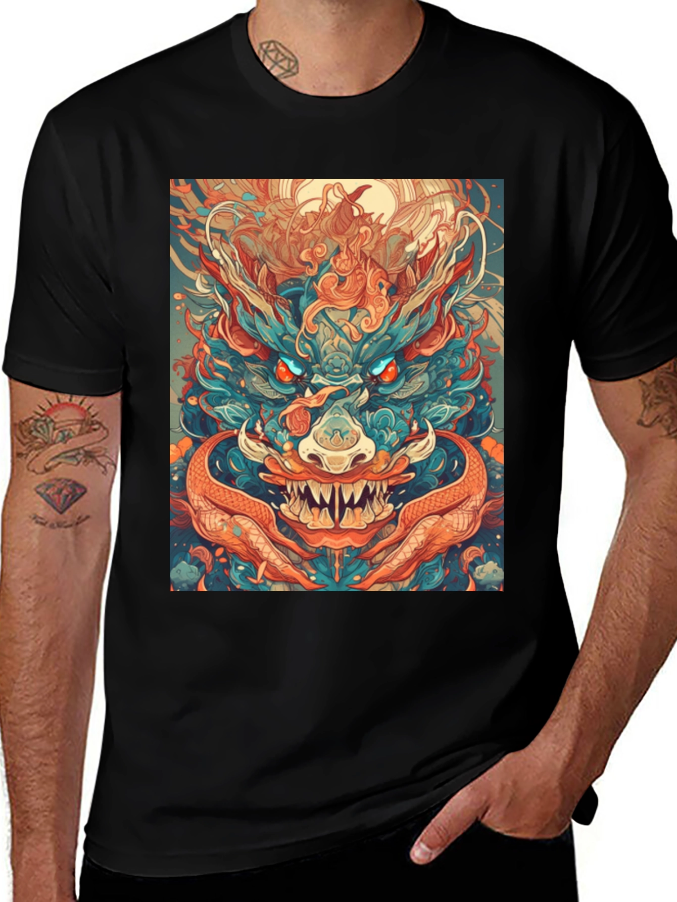 Variant 4 of Dragon Graphic Tee - Vibrant Art Design