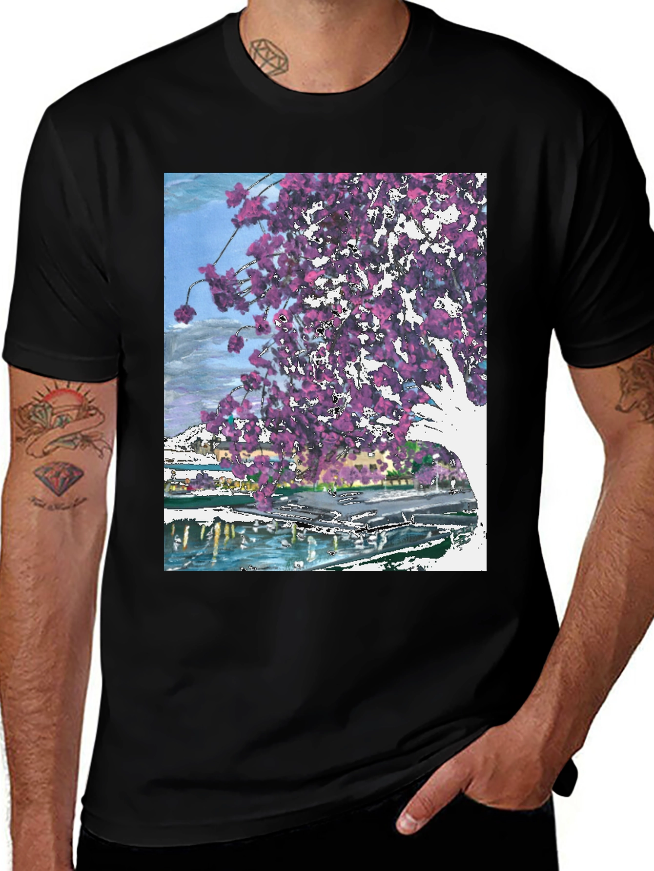 Variant 28 of Floral Graphic Black T-Shirt