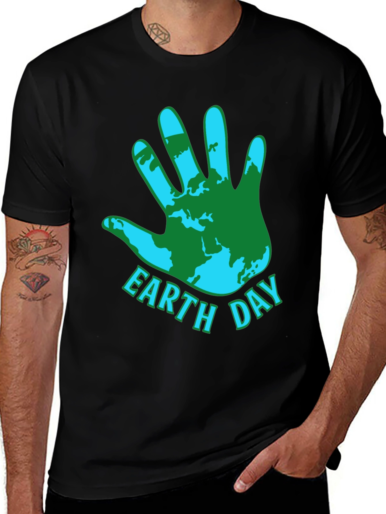 Earth Day T-Shirt - World Map Hand Print