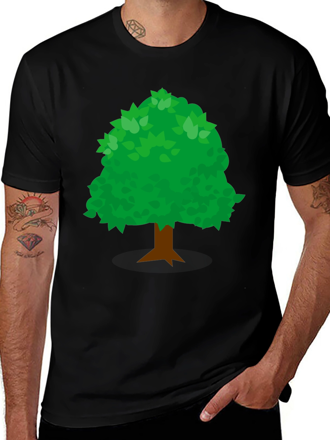 Variant 25 of Green Tree Graphic Black T-Shirt