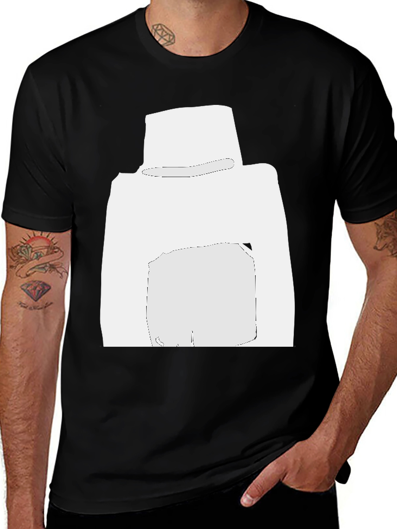 Variant 16 of Modern Graphic Tee - Bold White Abstract Design on Black