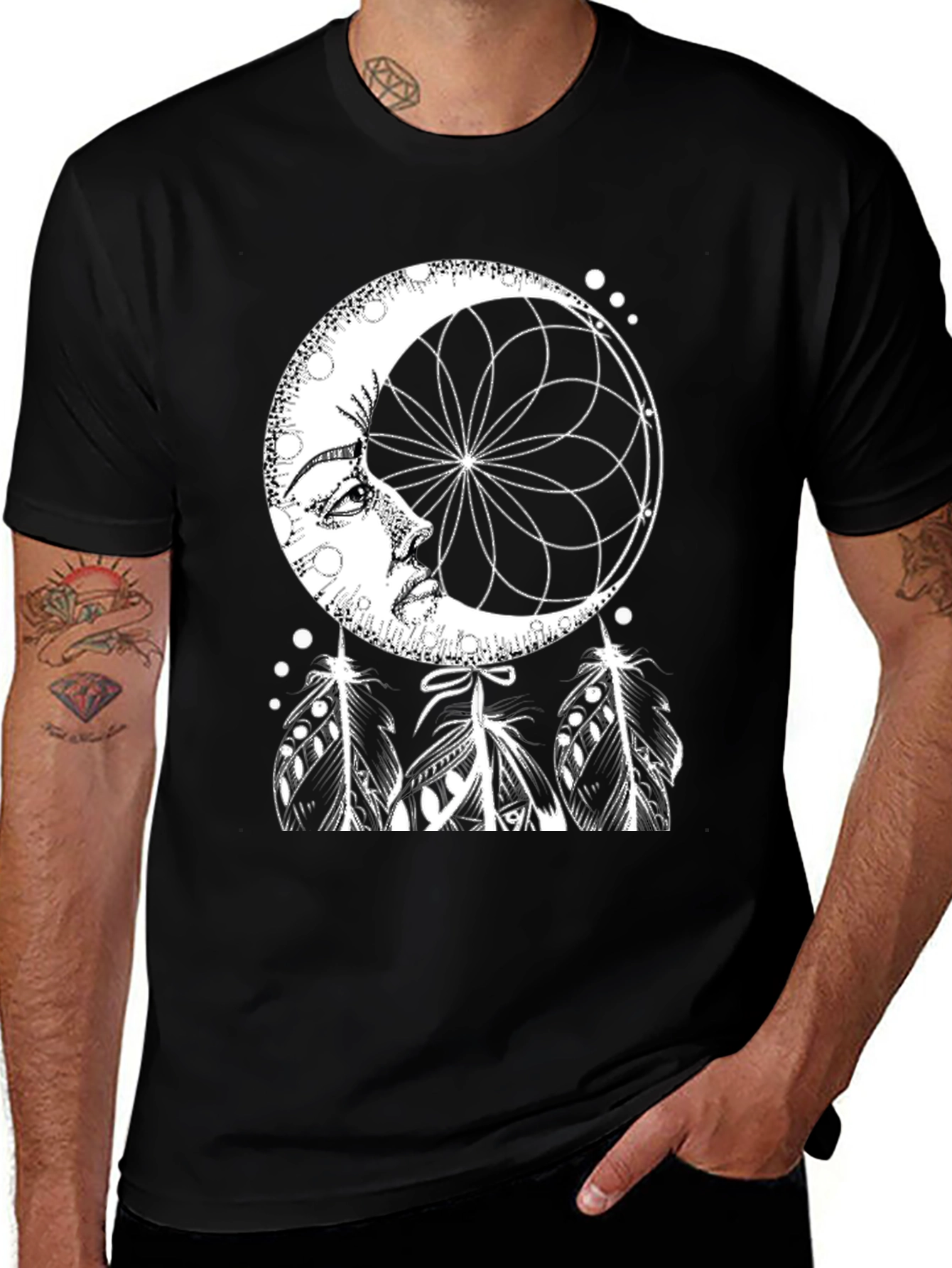 Variant 29 of Dreamy Moon Graphic Tee - Black Cotton Blend