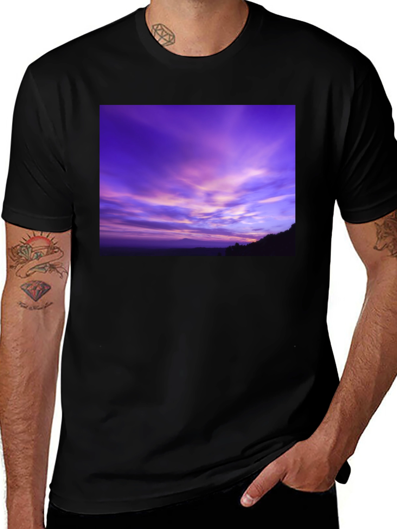 Variant 22 of Sunset Sky Graphic Black T-Shirt