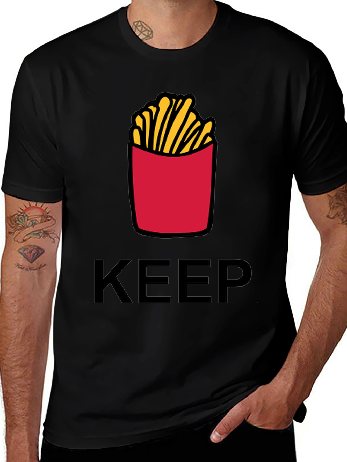 Variant 3 of Keep Calm & Eat Fries Black T-Shirt