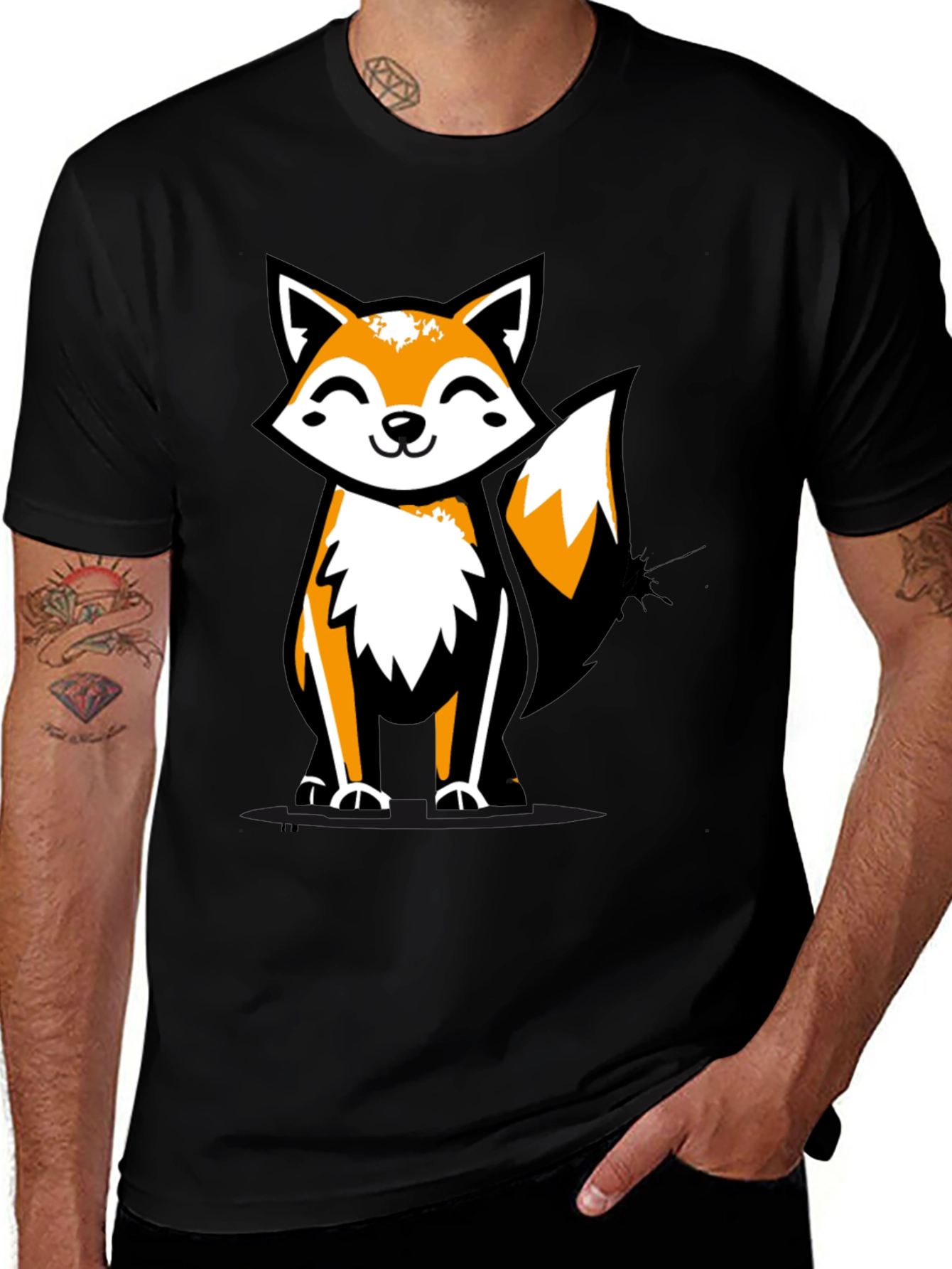 Variant 30 of Fun Fox Graphic Tee - Black Casual T-Shirt