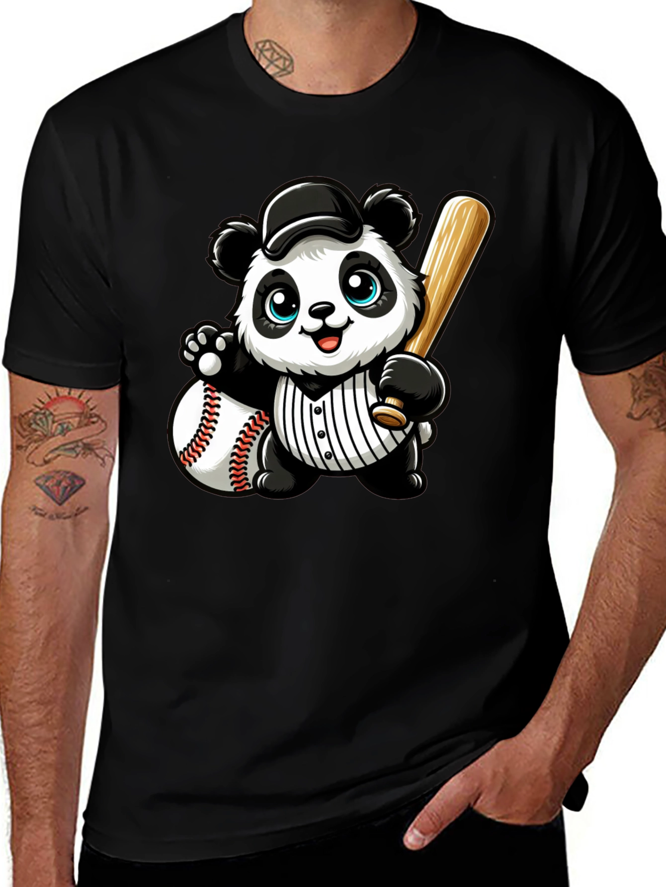 Variant 18 of Panda Baseball Player Graphic T-Shirt