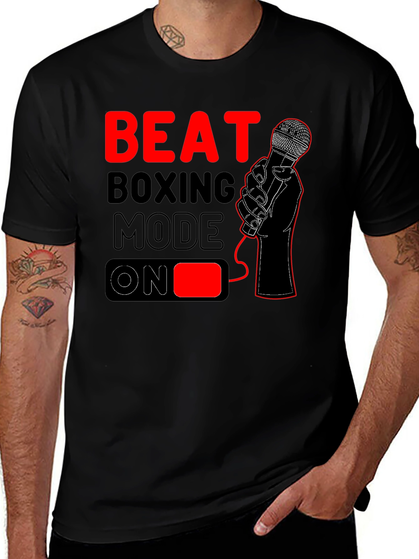 Black Beat Boxing Mode On T-Shirt - Black main image