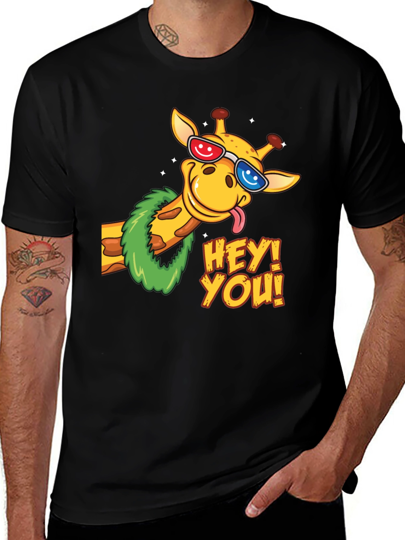 Black Fun Giraffe Graphic Tee - Hey You! main image