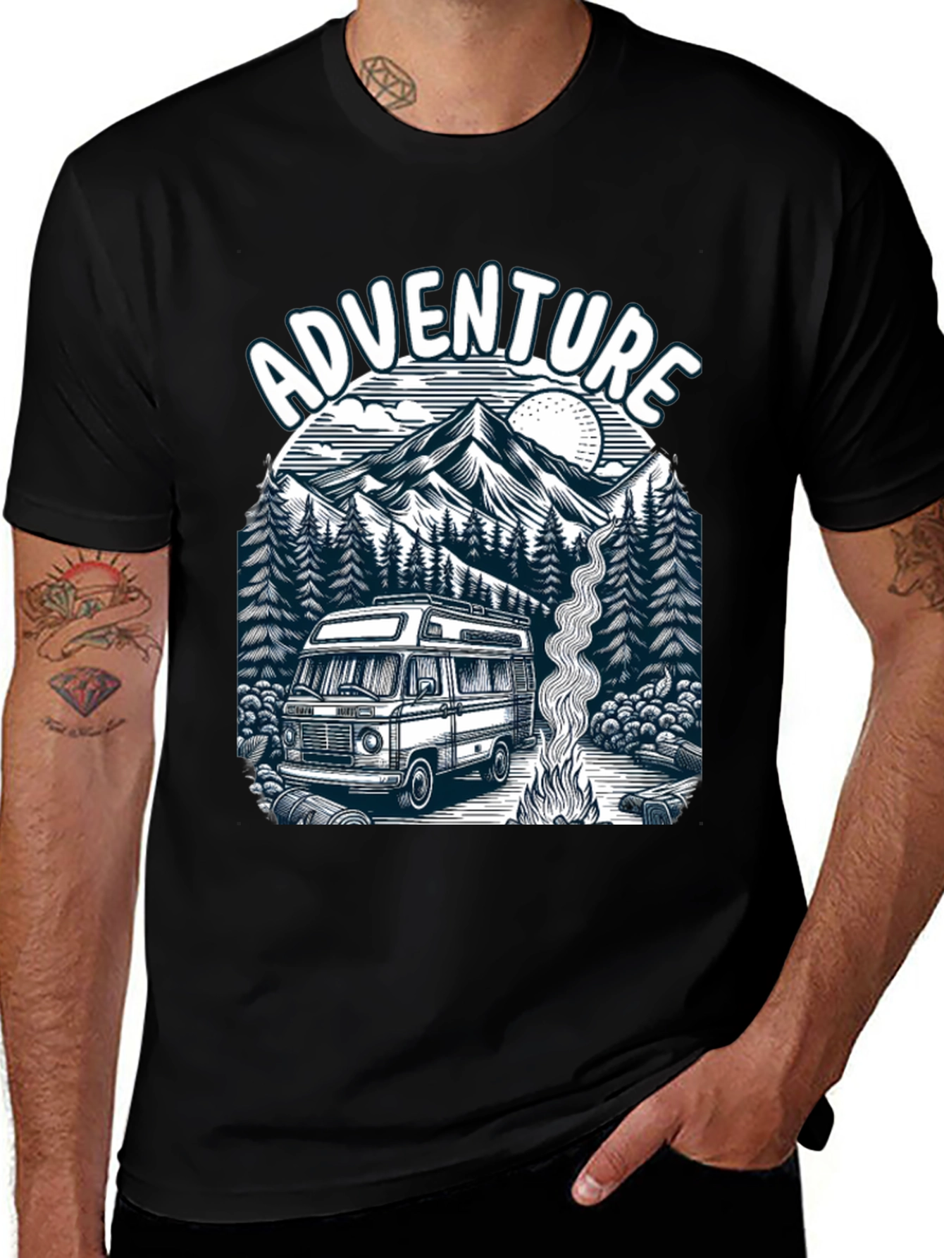 Adventure Van Life T-Shirt - Black