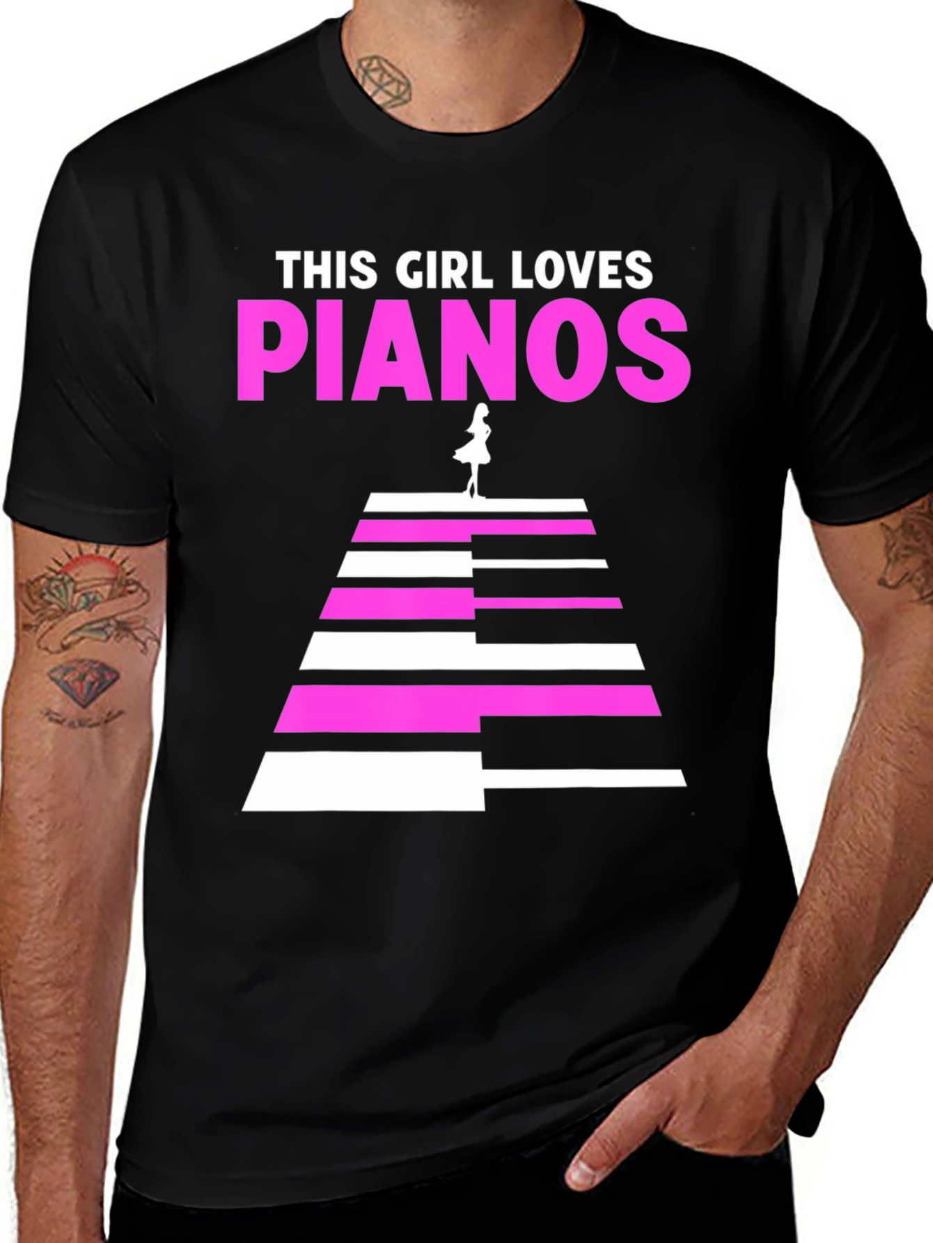 Variant 15 of This Girl Loves Pianos T-Shirt Black