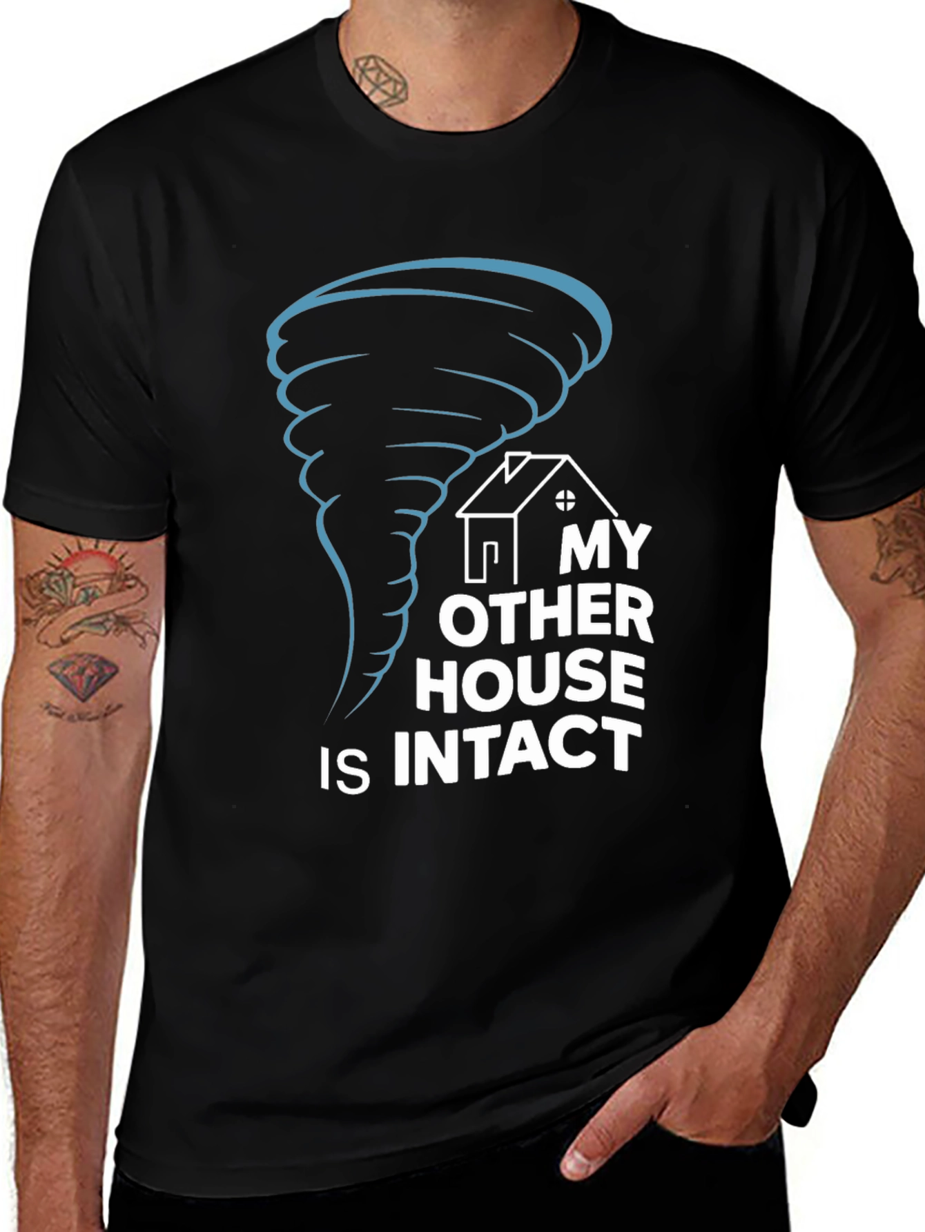 Variant 18 of Intact House Tornado Humor Graphic Tee