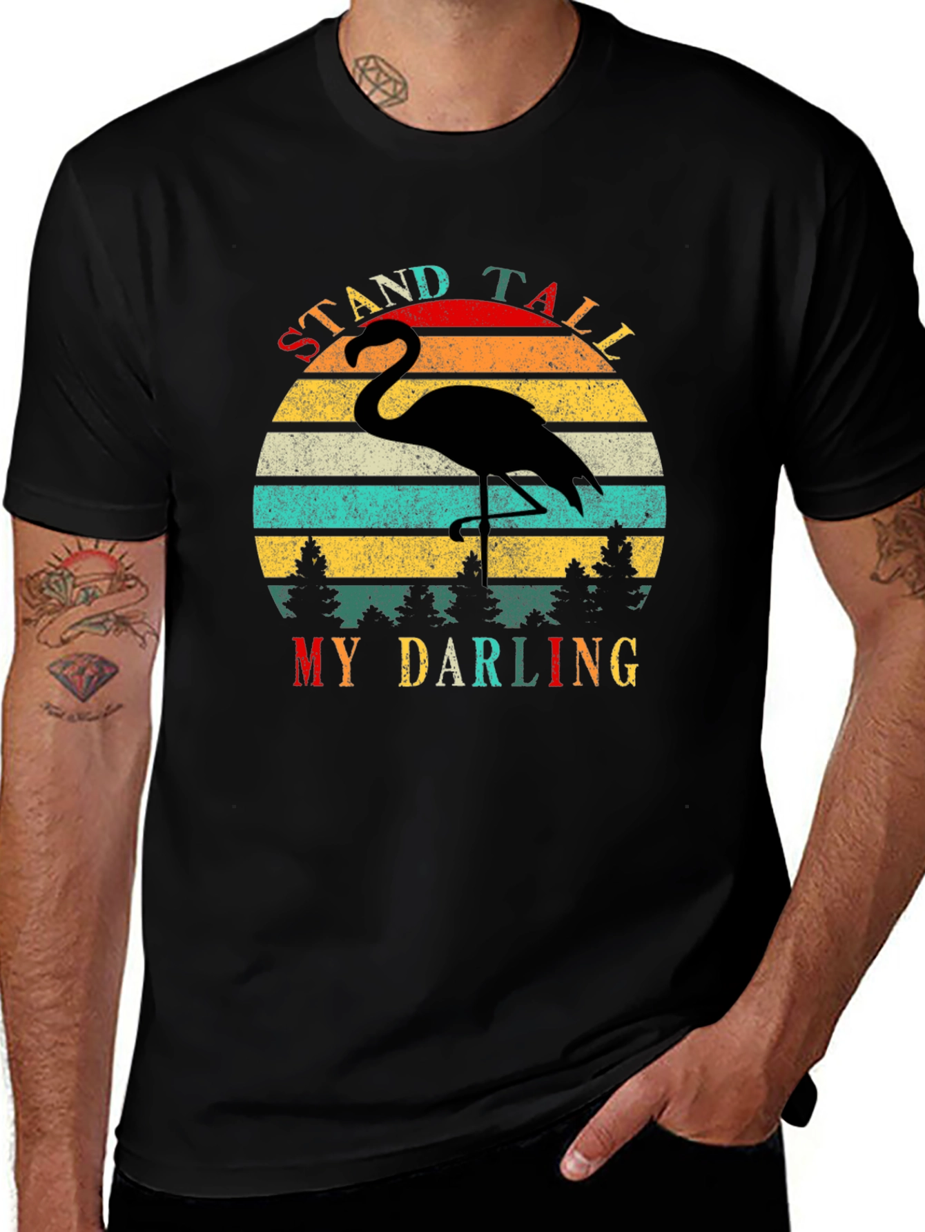 Variant 22 of Retro Flamingo T-Shirt - Stand Tall My Darling