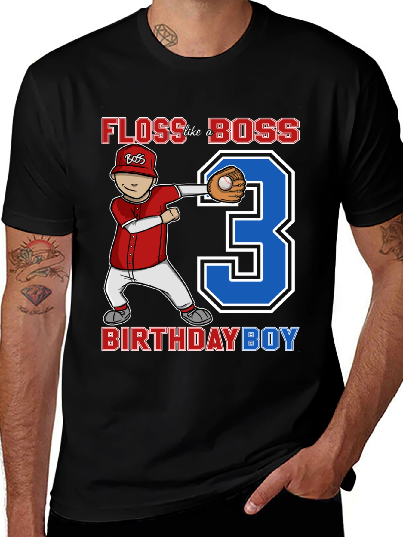 Floss Like a Boss Birthday Boy Baseball T-Shirt