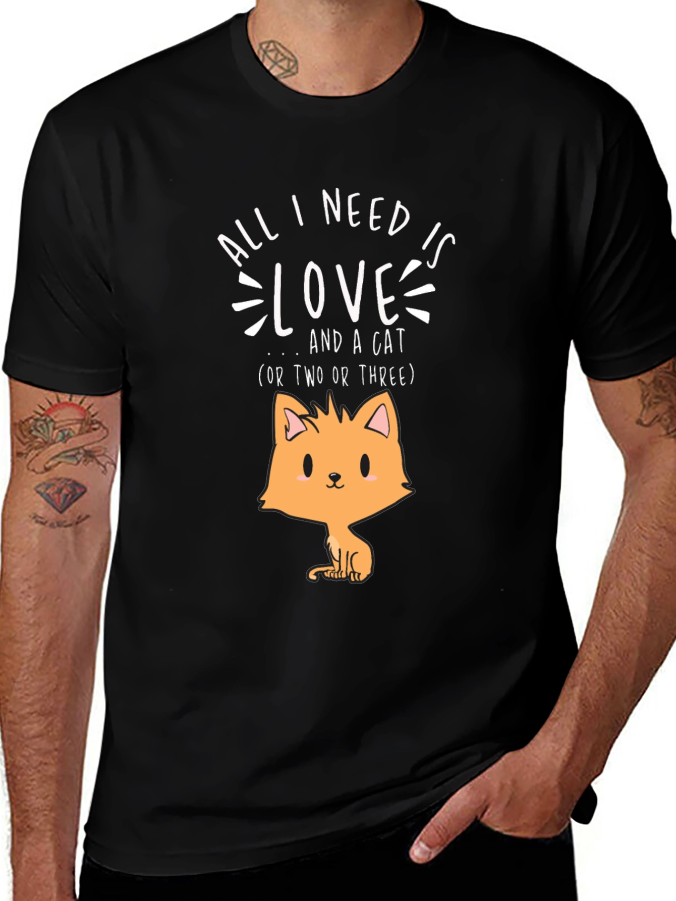 Variant 4 of All I Need is Love and a Cat T-Shirt